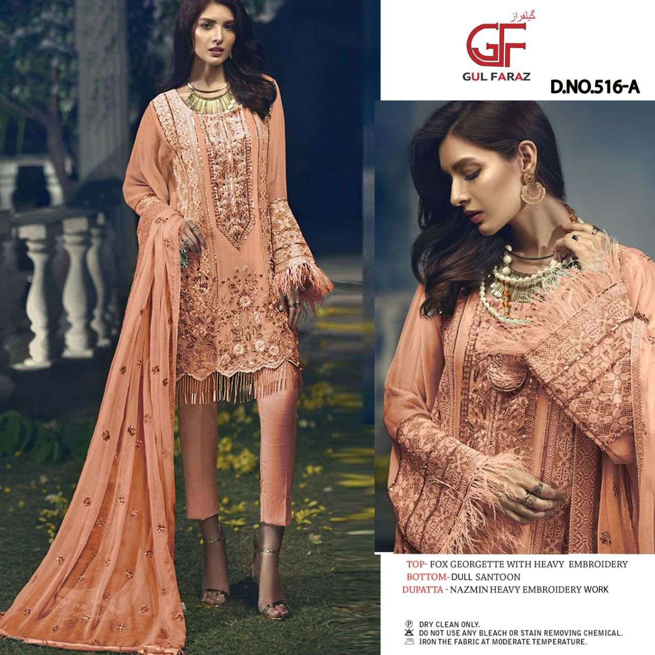 GUL FARAZ 516 COLOURS BY GUL FARAZ 516-A TO 516-D SERIES BEAUTIFUL PAKISTANI SUITS COLORFUL STYLISH FANCY CASUAL WEAR & ETHNIC WEAR FAUX GEORGETTE EMBROIDERED DRESSES AT WHOLESALE PRICE