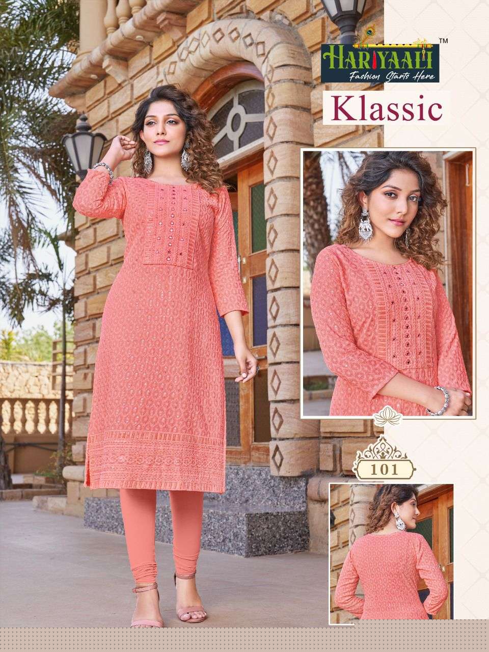 KLASSIC BY HARIYAALI 101 TO 101-I SERIES DESIGNER STYLISH FANCY COLORFUL BEAUTIFUL PARTY WEAR & ETHNIC WEAR COLLECTION PURE RAYON KURTIS AT WHOLESALE PRICE