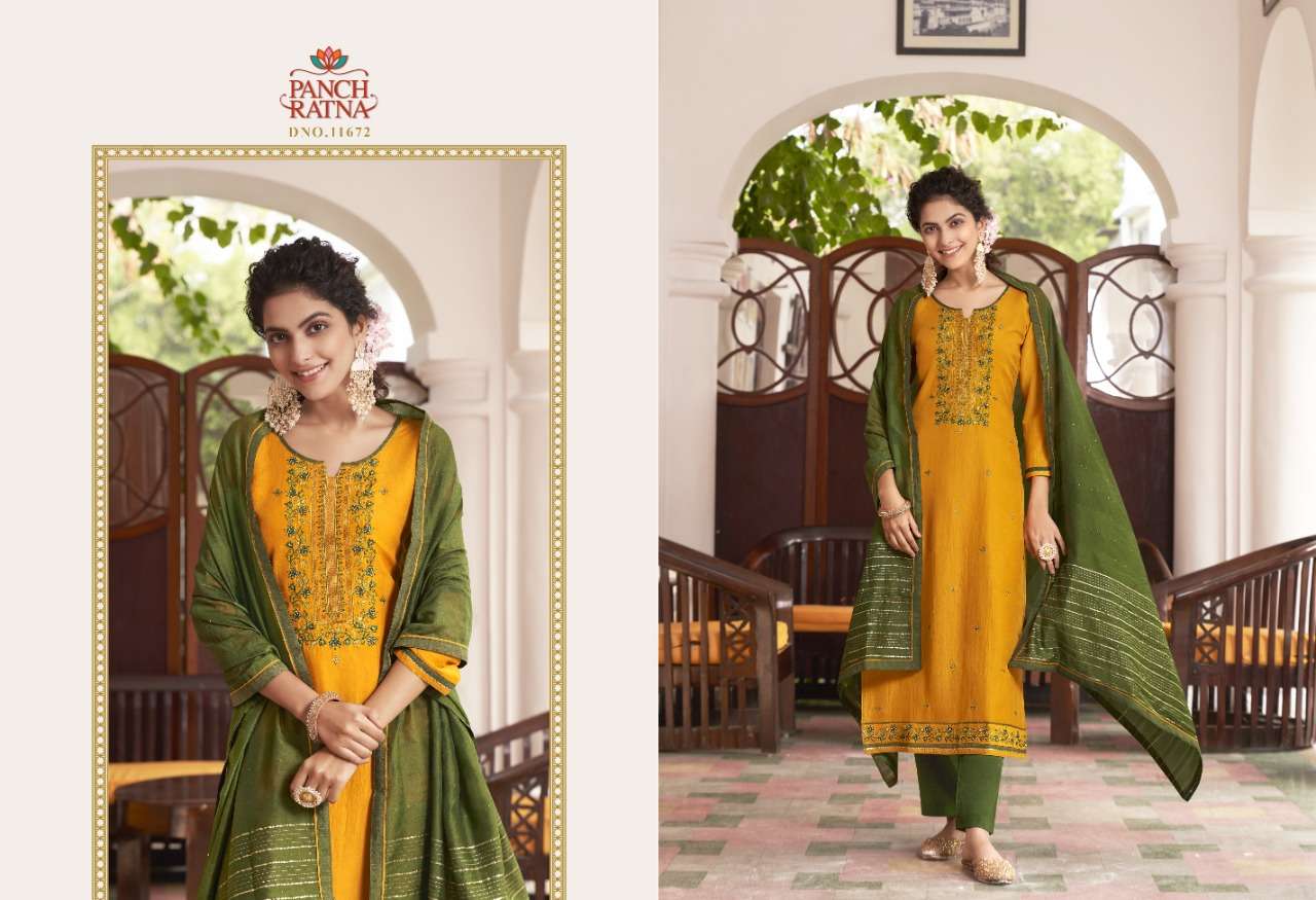 ANGEL BY PANCH RATNA 11671 TO 11675 SERIES BEAUTIFUL SUITS COLORFUL STYLISH FANCY CASUAL WEAR & ETHNIC WEAR SILK DRESSES AT WHOLESALE PRICE