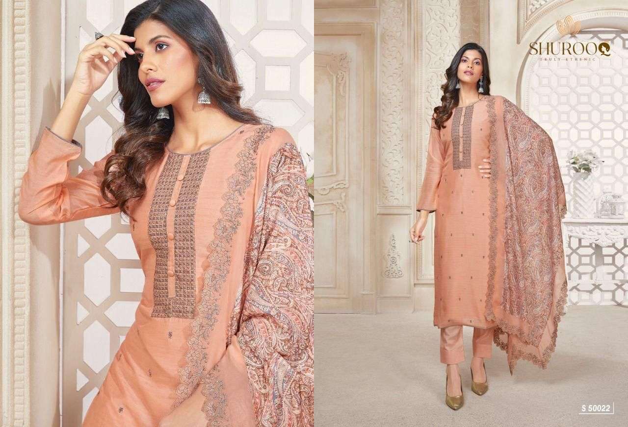 MAAYRA BY SHUROOQ 50021 TO 50024 SERIES BEAUTIFUL SUITS COLORFUL STYLISH FANCY CASUAL WEAR & ETHNIC WEAR PURE COTTON SILK DRESSES AT WHOLESALE PRICE