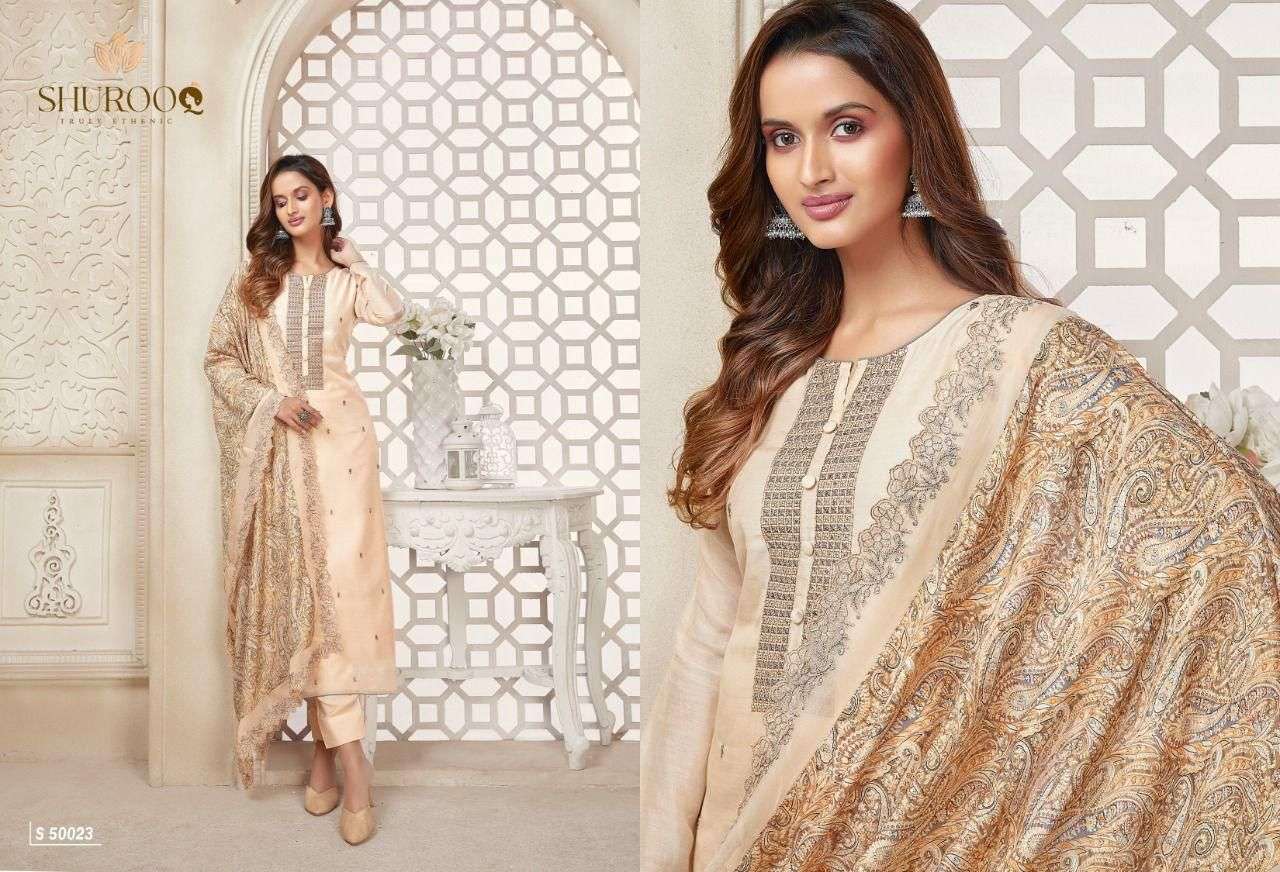 MAAYRA BY SHUROOQ 50021 TO 50024 SERIES BEAUTIFUL SUITS COLORFUL STYLISH FANCY CASUAL WEAR & ETHNIC WEAR PURE COTTON SILK DRESSES AT WHOLESALE PRICE