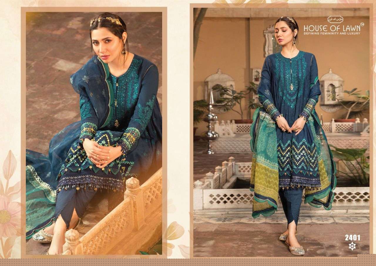 FIRDOUS REMIX BY HOUSE OF LAWN 2401 TO 2407 SERIES BEAUTIFUL PAKISTANI SUITS COLORFUL STYLISH FANCY CASUAL WEAR & ETHNIC WEAR PURE COTTON DRESSES AT WHOLESALE PRICE