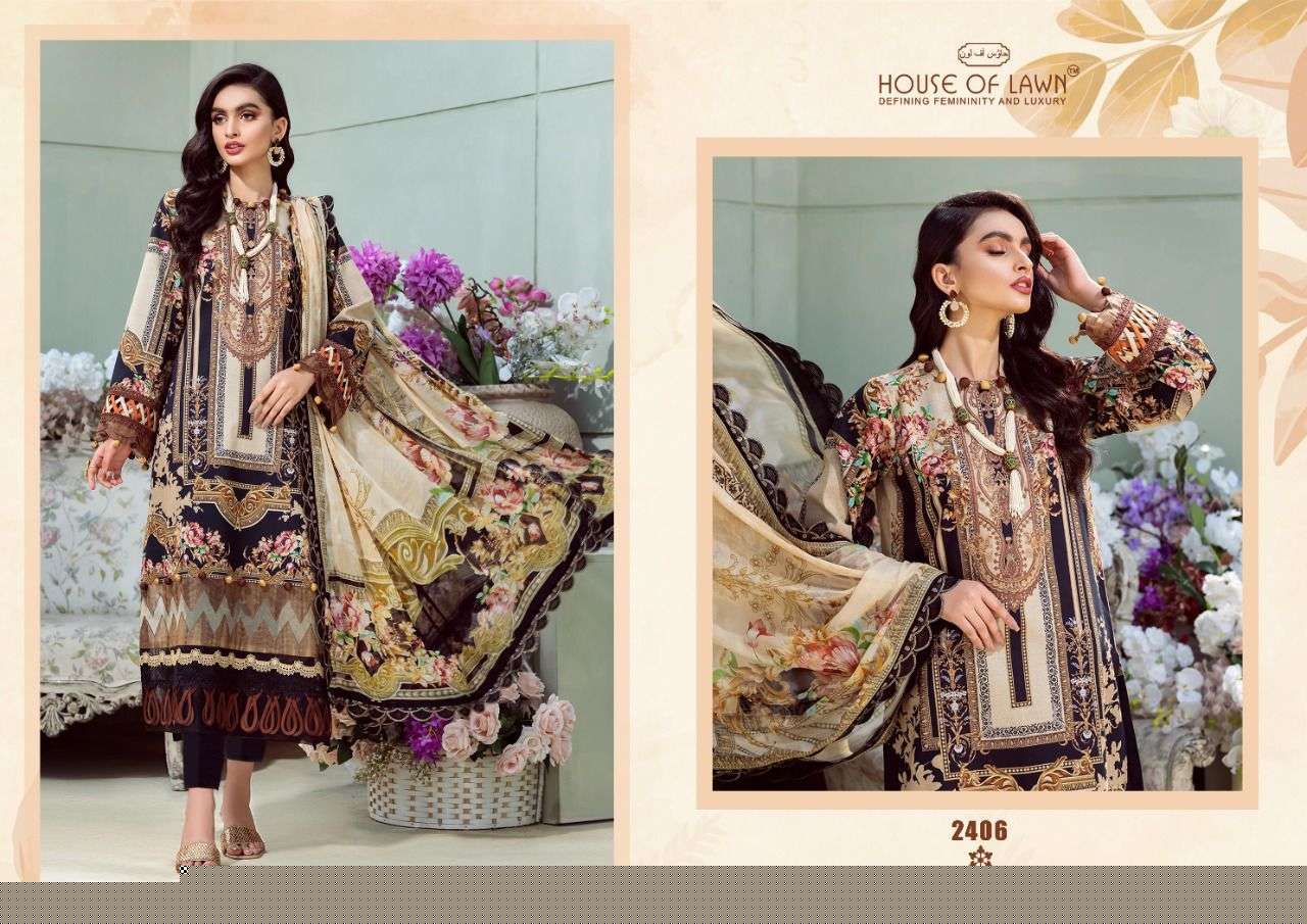 FIRDOUS REMIX BY HOUSE OF LAWN 2401 TO 2407 SERIES BEAUTIFUL PAKISTANI SUITS COLORFUL STYLISH FANCY CASUAL WEAR & ETHNIC WEAR PURE COTTON DRESSES AT WHOLESALE PRICE