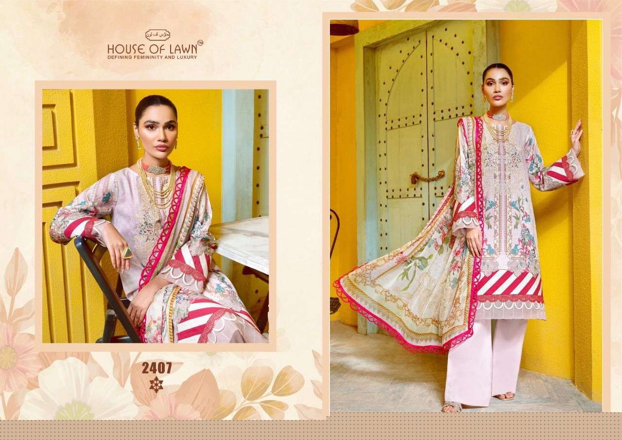 FIRDOUS REMIX BY HOUSE OF LAWN 2401 TO 2407 SERIES BEAUTIFUL PAKISTANI SUITS COLORFUL STYLISH FANCY CASUAL WEAR & ETHNIC WEAR PURE COTTON DRESSES AT WHOLESALE PRICE