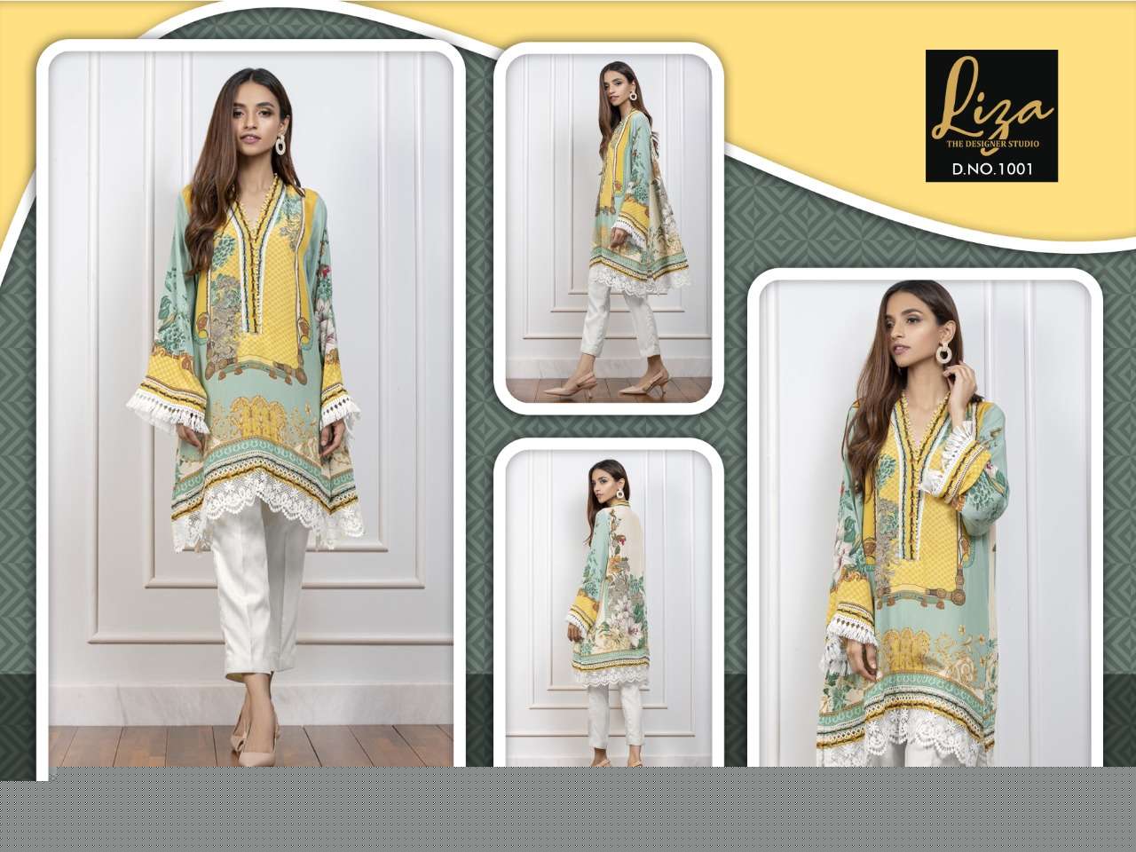 LIZA-1001 BY LIZA DESIGNER STYLISH FANCY COLORFUL BEAUTIFUL PARTY WEAR & ETHNIC WEAR COLLECTION MUSLIN KURTIS WITH BOTTOM AT WHOLESALE PRICE