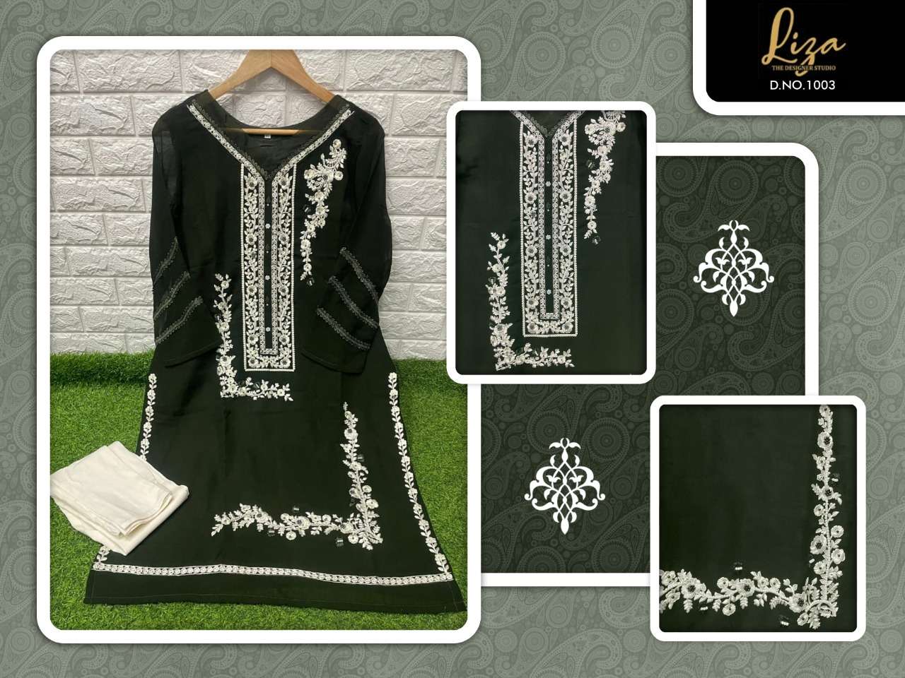 LIZA-1003 COLOURS BY LIZA 1003-A TO 1003-C SERIES DESIGNER STYLISH FANCY COLORFUL BEAUTIFUL PARTY WEAR & ETHNIC WEAR COLLECTION PURE GEORGETTE KURTIS WITH BOTTOM AT WHOLESALE PRICE