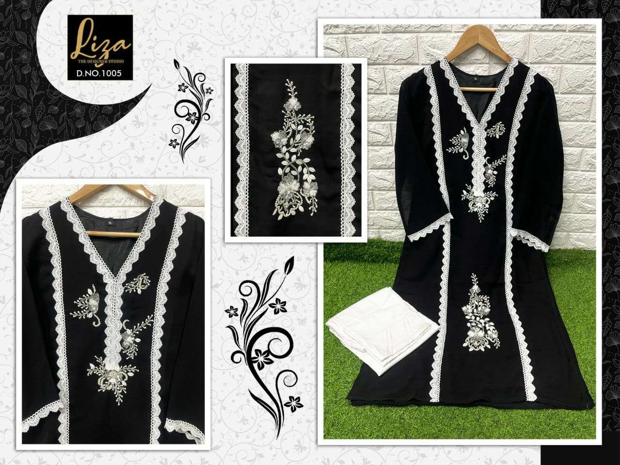 LIZA-1005 COLOURS BY LIZA 1005-A TO 1005-C SERIES DESIGNER STYLISH FANCY COLORFUL BEAUTIFUL PARTY WEAR & ETHNIC WEAR COLLECTION FAUX GEORGETTE KURTIS WITH BOTTOM AT WHOLESALE PRICE