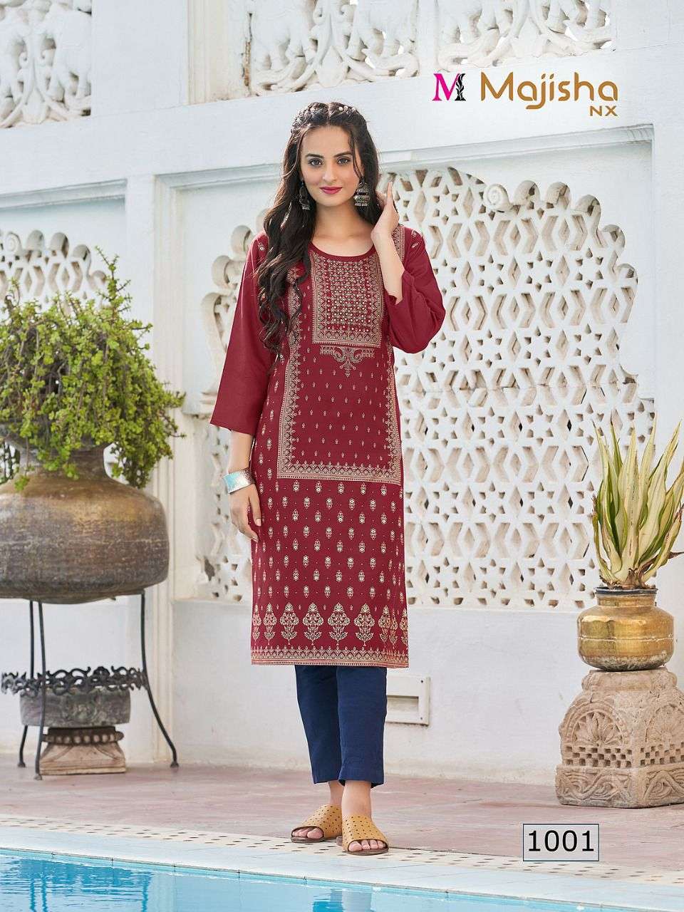MASAKALI BY MAJISHA NX 1001 TO 1010 SERIES DESIGNER STYLISH FANCY COLORFUL BEAUTIFUL PARTY WEAR & ETHNIC WEAR COLLECTION RAYON WITH WORK KURTIS AT WHOLESALE PRICE