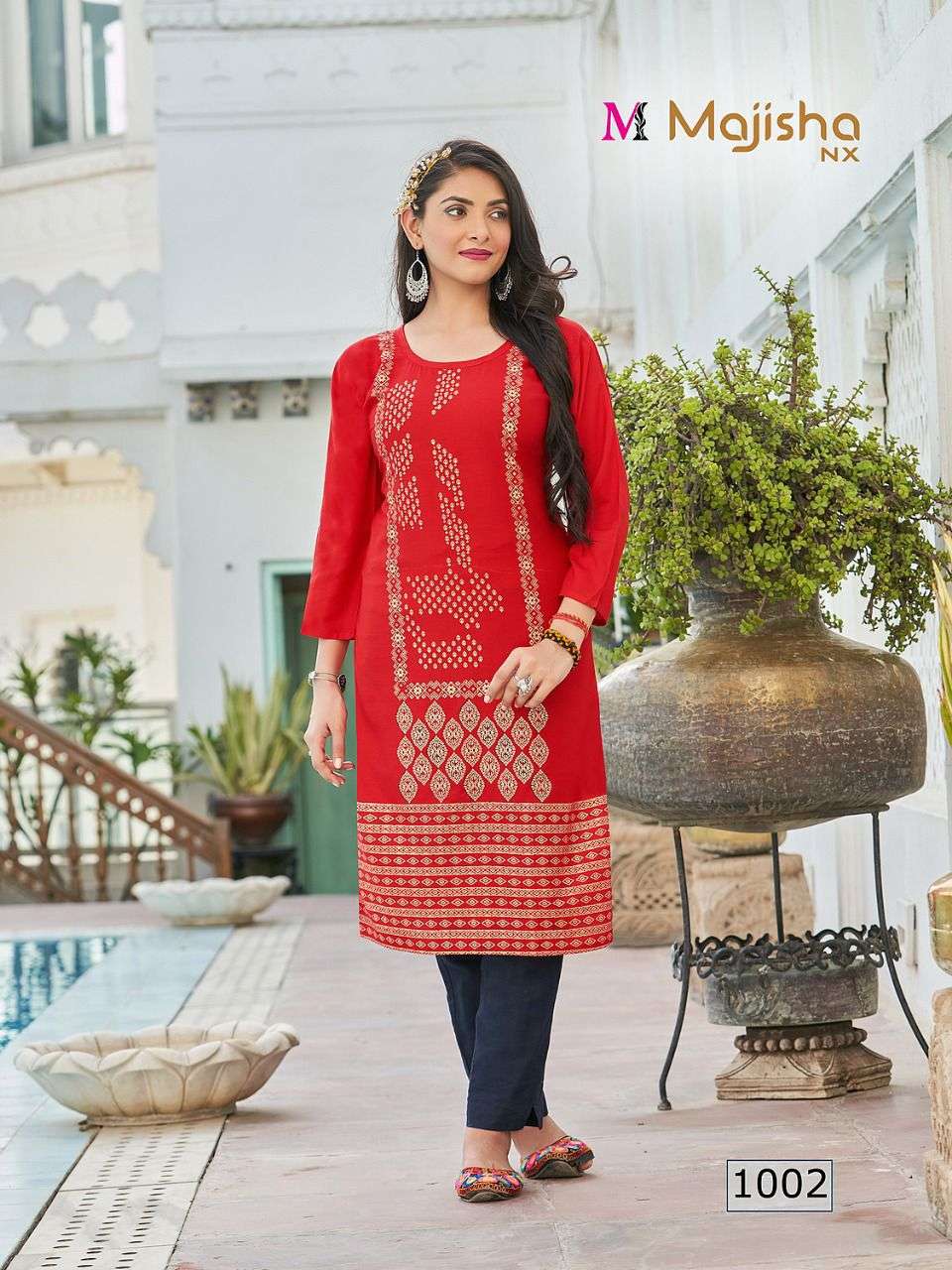 MASAKALI BY MAJISHA NX 1001 TO 1010 SERIES DESIGNER STYLISH FANCY COLORFUL BEAUTIFUL PARTY WEAR & ETHNIC WEAR COLLECTION RAYON WITH WORK KURTIS AT WHOLESALE PRICE