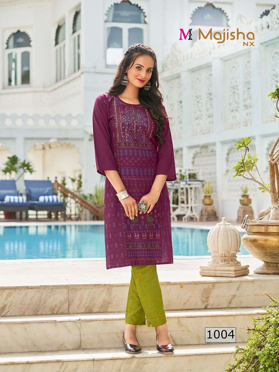 MASAKALI BY MAJISHA NX 1001 TO 1010 SERIES DESIGNER STYLISH FANCY COLORFUL BEAUTIFUL PARTY WEAR & ETHNIC WEAR COLLECTION RAYON WITH WORK KURTIS AT WHOLESALE PRICE
