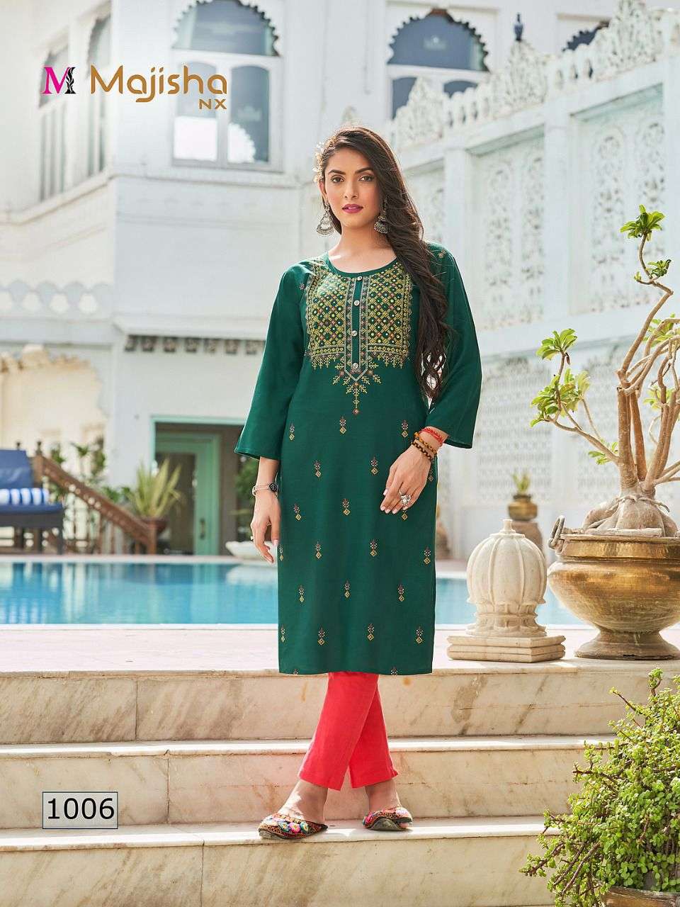 MASAKALI BY MAJISHA NX 1001 TO 1010 SERIES DESIGNER STYLISH FANCY COLORFUL BEAUTIFUL PARTY WEAR & ETHNIC WEAR COLLECTION RAYON WITH WORK KURTIS AT WHOLESALE PRICE