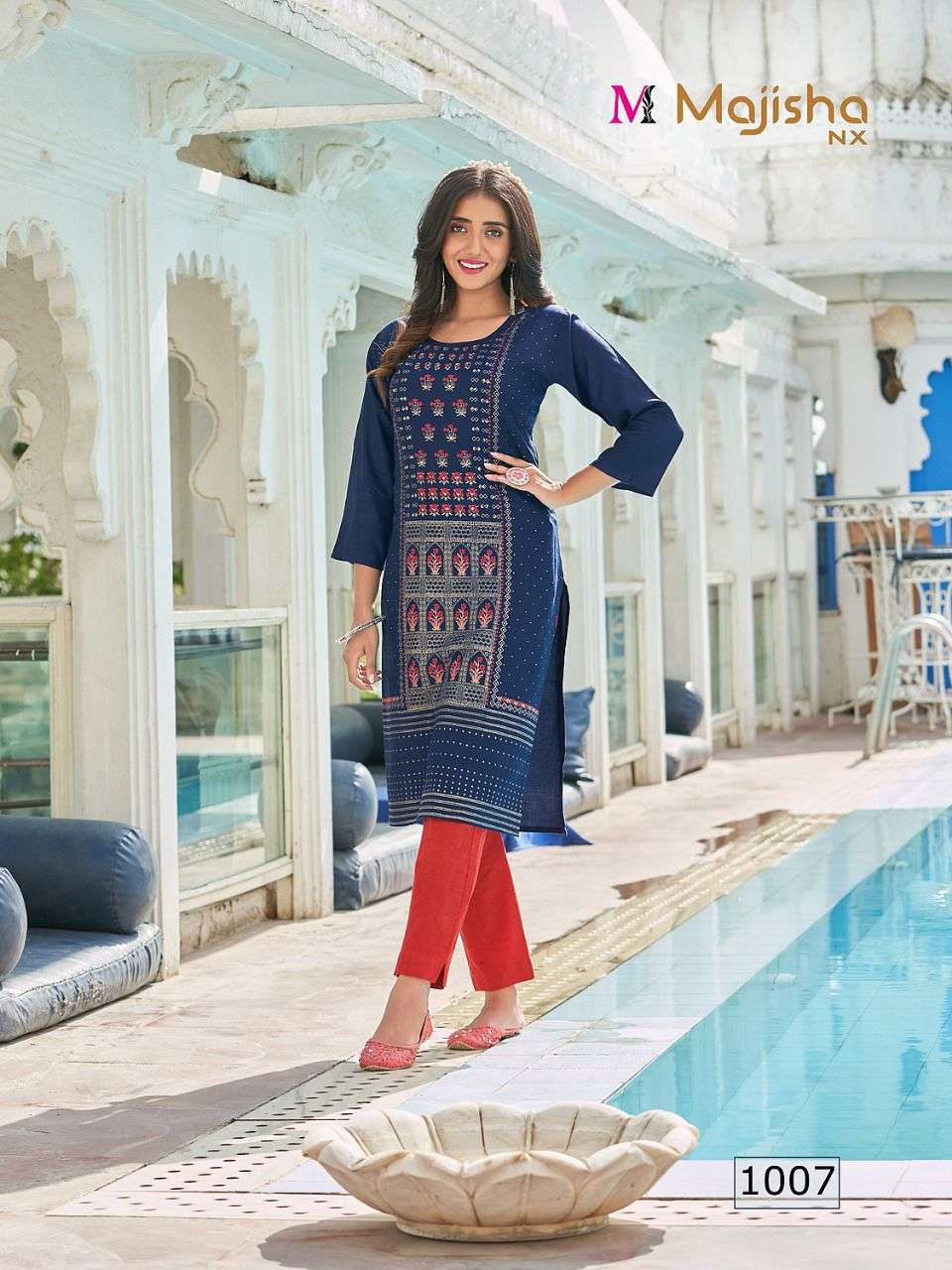MASAKALI BY MAJISHA NX 1001 TO 1010 SERIES DESIGNER STYLISH FANCY COLORFUL BEAUTIFUL PARTY WEAR & ETHNIC WEAR COLLECTION RAYON WITH WORK KURTIS AT WHOLESALE PRICE