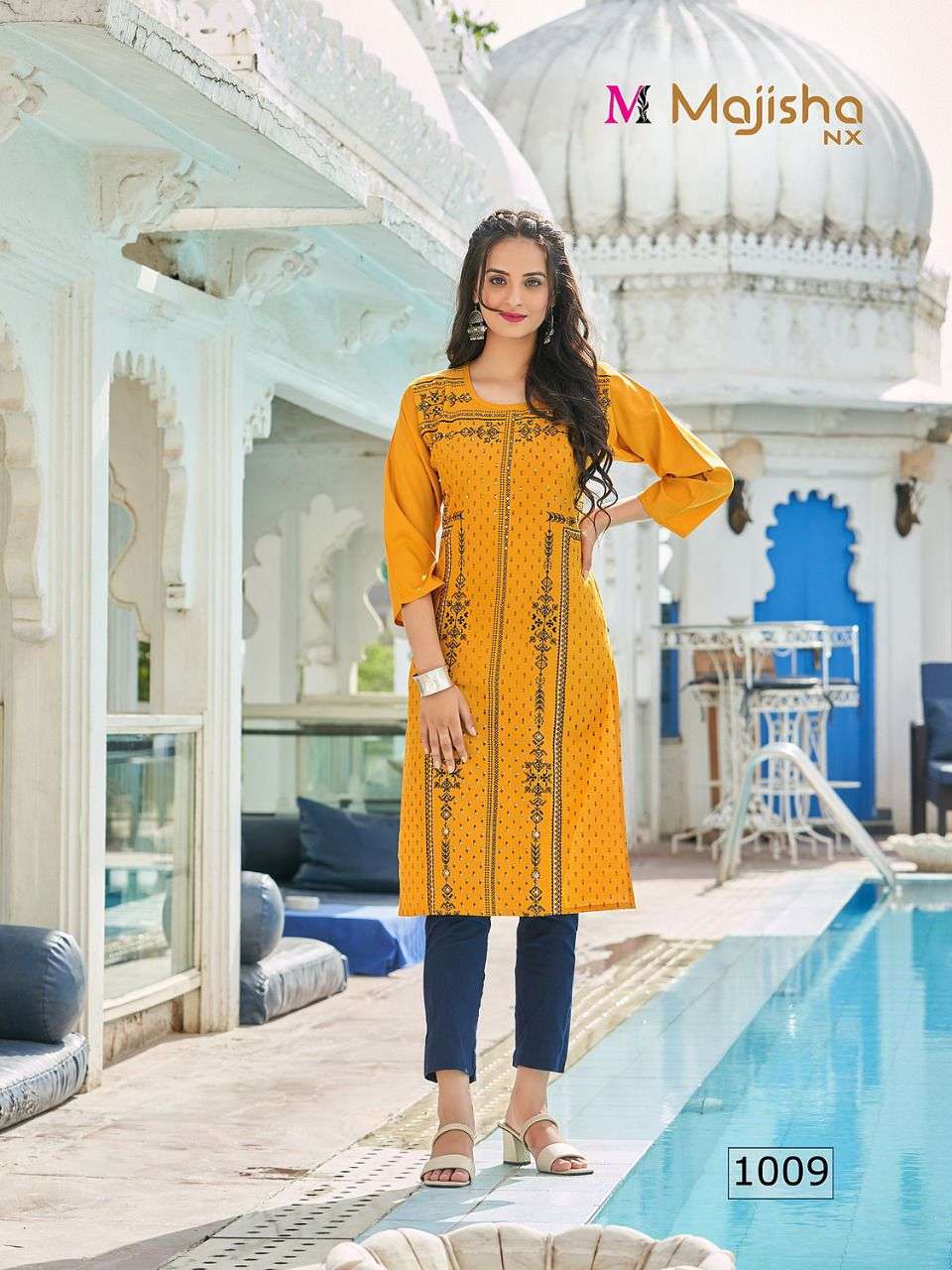 MASAKALI BY MAJISHA NX 1001 TO 1010 SERIES DESIGNER STYLISH FANCY COLORFUL BEAUTIFUL PARTY WEAR & ETHNIC WEAR COLLECTION RAYON WITH WORK KURTIS AT WHOLESALE PRICE