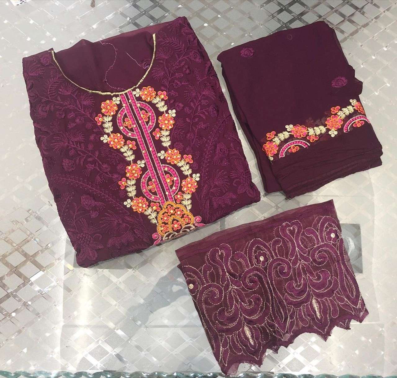 KILRUBA HIT DESIGN K-184 COLOURS BY KILRUBA K-184 TO K-184-A SERIES DESIGNER FESTIVE PAKISTANI SUITS COLLECTION BEAUTIFUL STYLISH FANCY COLORFUL PARTY WEAR & OCCASIONAL WEAR GEORGETTE EMBROIDERED DRESSES AT WHOLESALE PRICE
