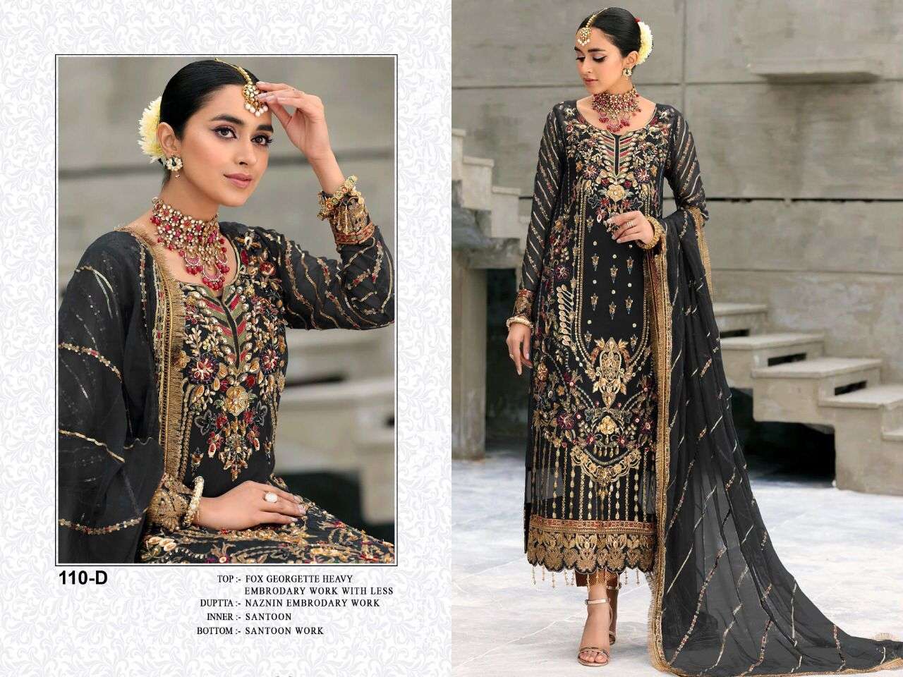 AL KARAM 110 COLOURS BY AL KARAM 110-A TO 110-F SERIES DESIGNS DESIGNER PAKISTANI SUITS BEAUTIFUL STYLISH FANCY COLORFUL PARTY WEAR & OCCASIONAL WEAR FAUX GEORGETTE EMBROIDERED DRESSES AT WHOLESALE PRICE