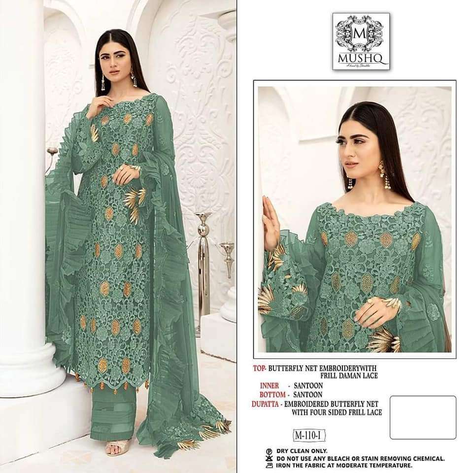 MUSHQ 110 COLOURS NX BY FASHID WHOLESALE DESIGNER PAKISTANI SUITS BEAUTIFUL STYLISH FANCY COLORFUL PARTY WEAR & OCCASIONAL WEAR NET EMBROIDERED DRESSES AT WHOLESALE PRICE