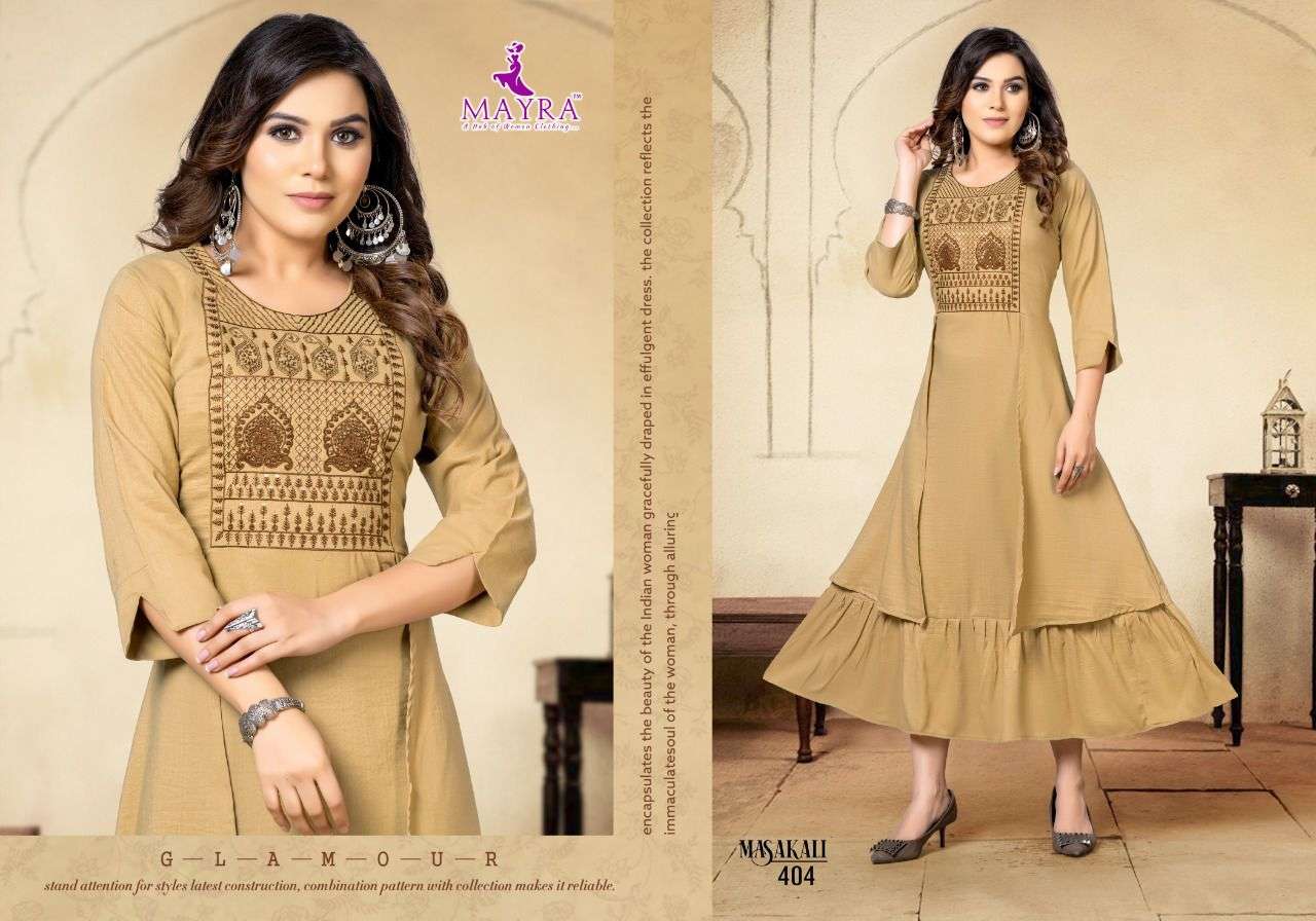 MASAKALI BY MAYRA 101 TO 106 SERIES DESIGNER STYLISH FANCY COLORFUL BEAUTIFUL PARTY WEAR & ETHNIC WEAR COLLECTION SLUB KURTIS AT WHOLESALE PRICE