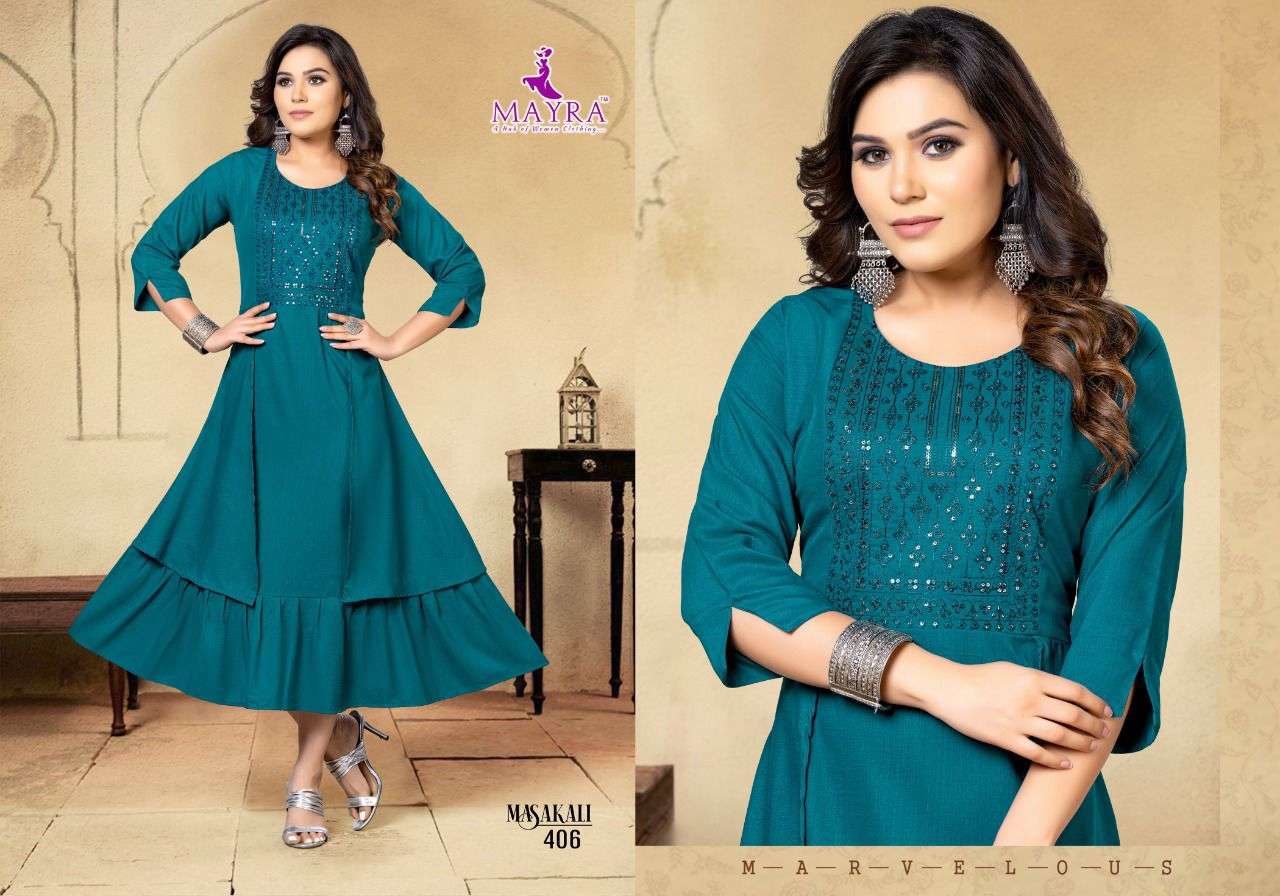 MASAKALI BY MAYRA 101 TO 106 SERIES DESIGNER STYLISH FANCY COLORFUL BEAUTIFUL PARTY WEAR & ETHNIC WEAR COLLECTION SLUB KURTIS AT WHOLESALE PRICE