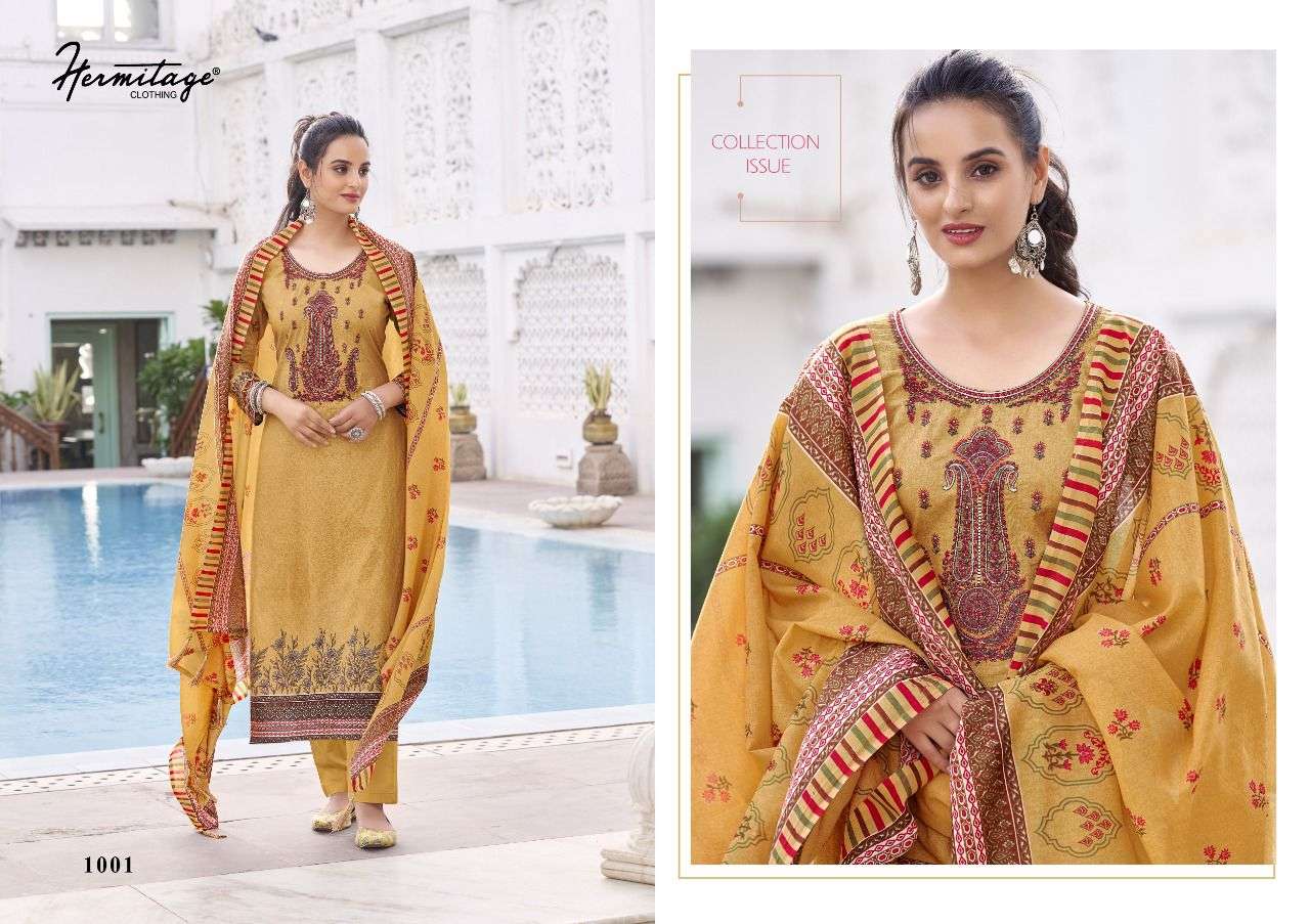AZAL BY HERMITAGE 1001 TO 1008 SERIES BEAUTIFUL SUITS COLORFUL STYLISH FANCY CASUAL WEAR & ETHNIC WEAR CAMBRIC COTTON EMBROIDERED DRESSES AT WHOLESALE PRICE