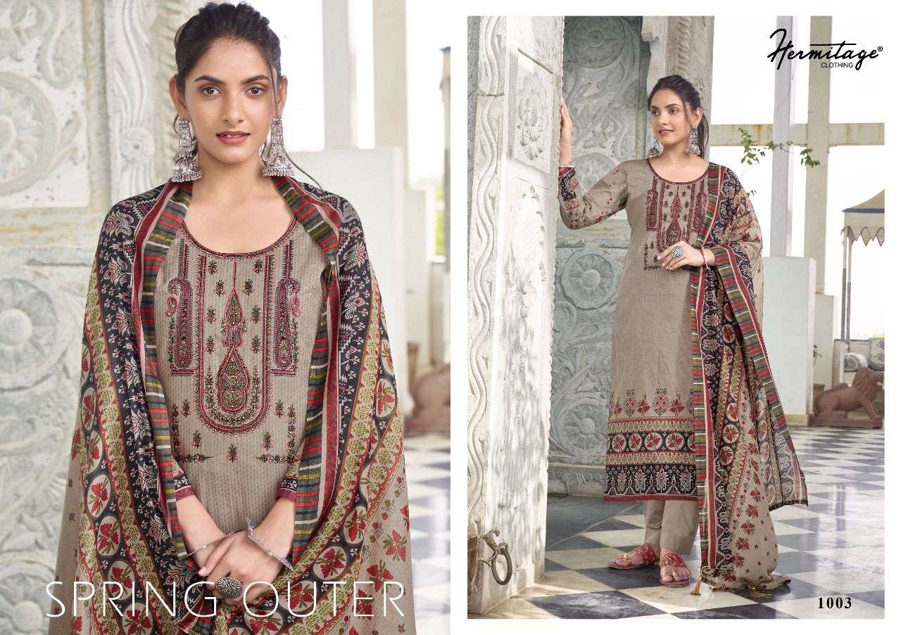 AZAL BY HERMITAGE 1001 TO 1008 SERIES BEAUTIFUL SUITS COLORFUL STYLISH FANCY CASUAL WEAR & ETHNIC WEAR CAMBRIC COTTON EMBROIDERED DRESSES AT WHOLESALE PRICE