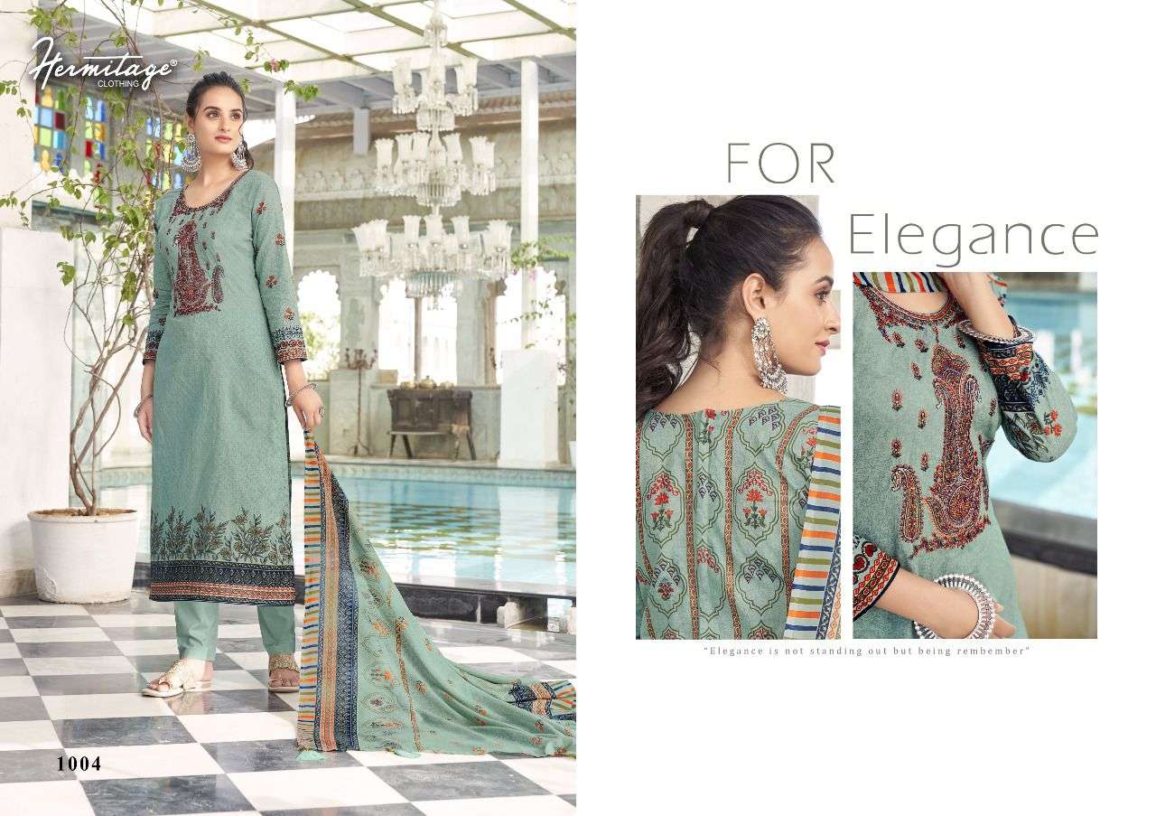 AZAL BY HERMITAGE 1001 TO 1008 SERIES BEAUTIFUL SUITS COLORFUL STYLISH FANCY CASUAL WEAR & ETHNIC WEAR CAMBRIC COTTON EMBROIDERED DRESSES AT WHOLESALE PRICE