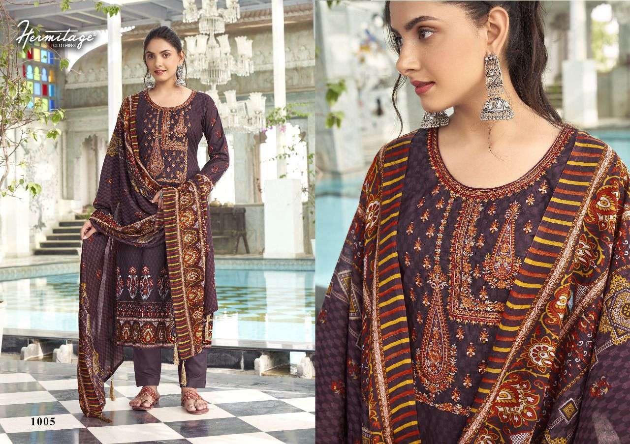 AZAL BY HERMITAGE 1001 TO 1008 SERIES BEAUTIFUL SUITS COLORFUL STYLISH FANCY CASUAL WEAR & ETHNIC WEAR CAMBRIC COTTON EMBROIDERED DRESSES AT WHOLESALE PRICE