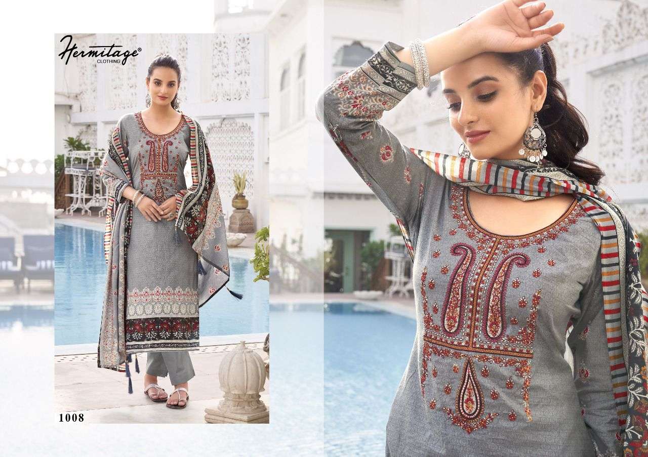 AZAL BY HERMITAGE 1001 TO 1008 SERIES BEAUTIFUL SUITS COLORFUL STYLISH FANCY CASUAL WEAR & ETHNIC WEAR CAMBRIC COTTON EMBROIDERED DRESSES AT WHOLESALE PRICE
