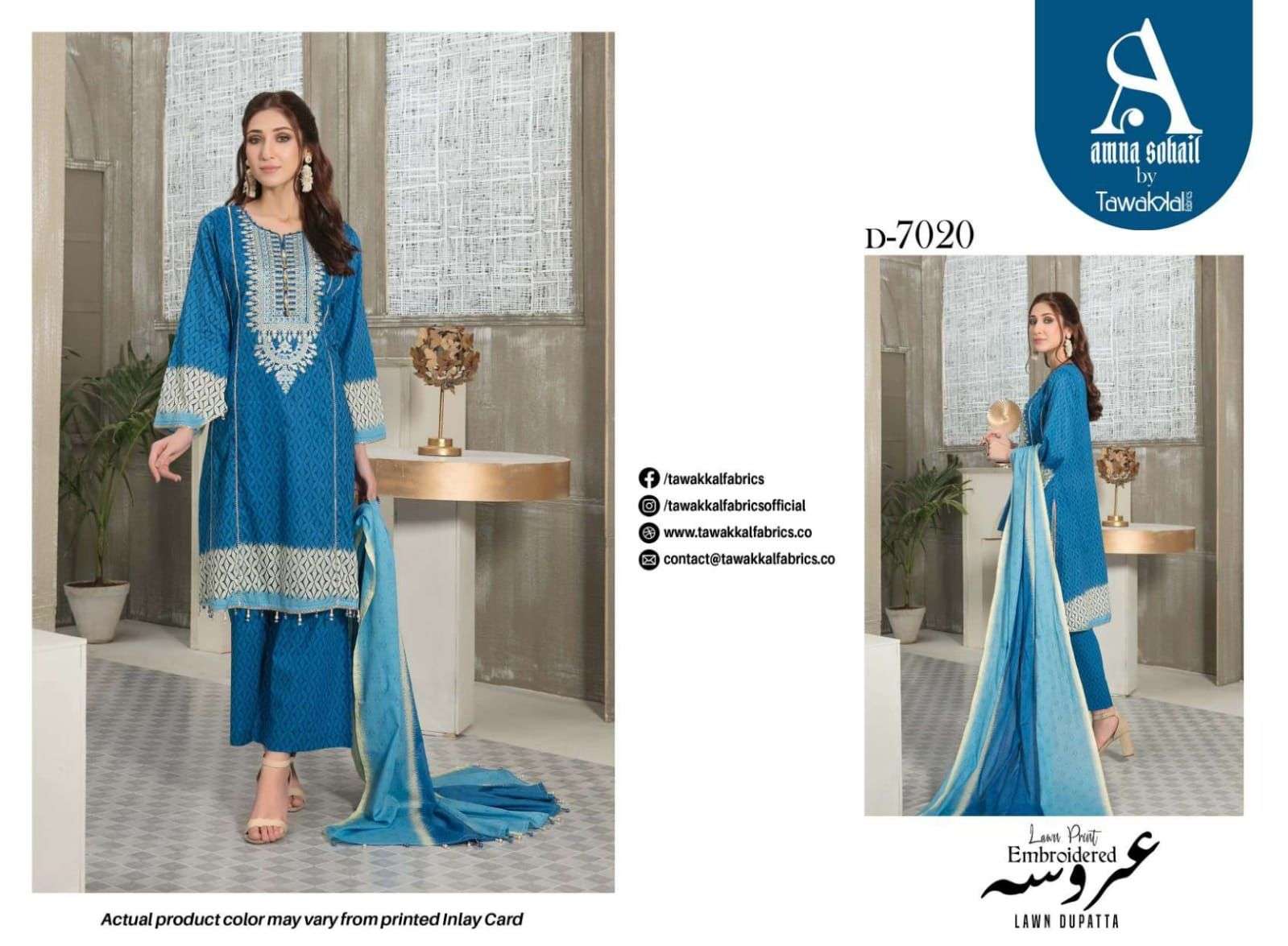 AROOSA BY TAWAKKAL FAB 7011 TO 7024 SERIES BEAUTIFUL PAKISTANI SUITS COLORFUL STYLISH FANCY CASUAL WEAR & ETHNIC WEAR FANCY DRESSES AT WHOLESALE PRICE