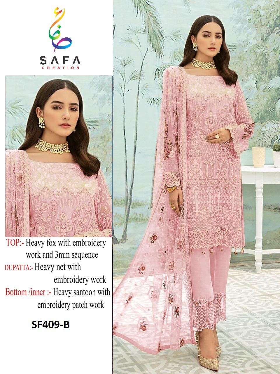 SF-409 COLOURS BY SAFA CREATION 409-A TO 409-D SERIES BEAUTIFUL PAKISTANI SUITS COLORFUL STYLISH FANCY CASUAL WEAR & ETHNIC WEAR FAUX GEORGETTE DRESSES AT WHOLESALE PRICE