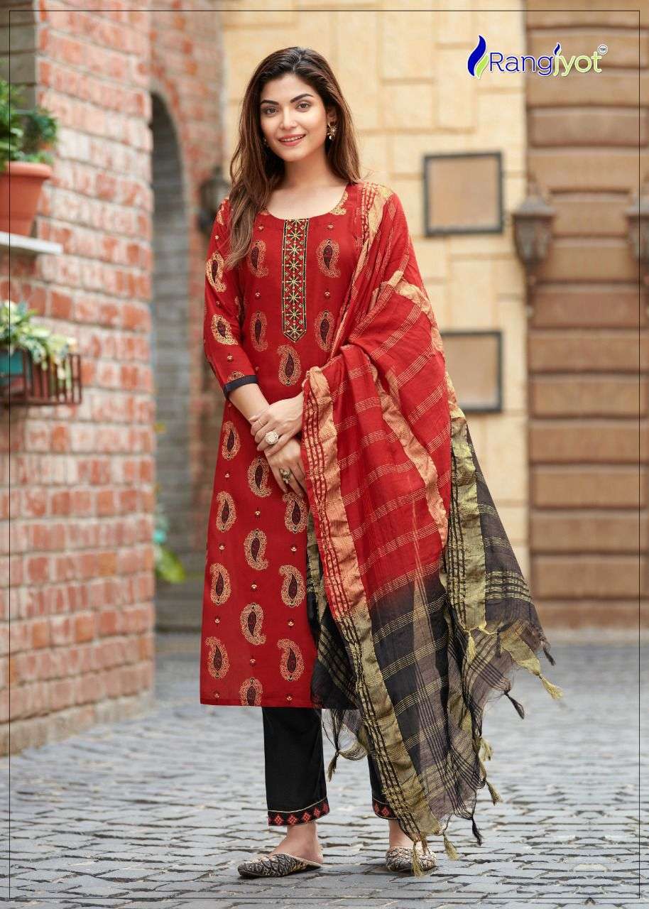 Rang Maya Vol-3 By Rangjyot Fashion 3001 To 3008 Series Beautiful Suits Colorful Stylish Fancy Casual Wear & Ethnic Wear Rayon Print With Work Dresses At Wholesale Price