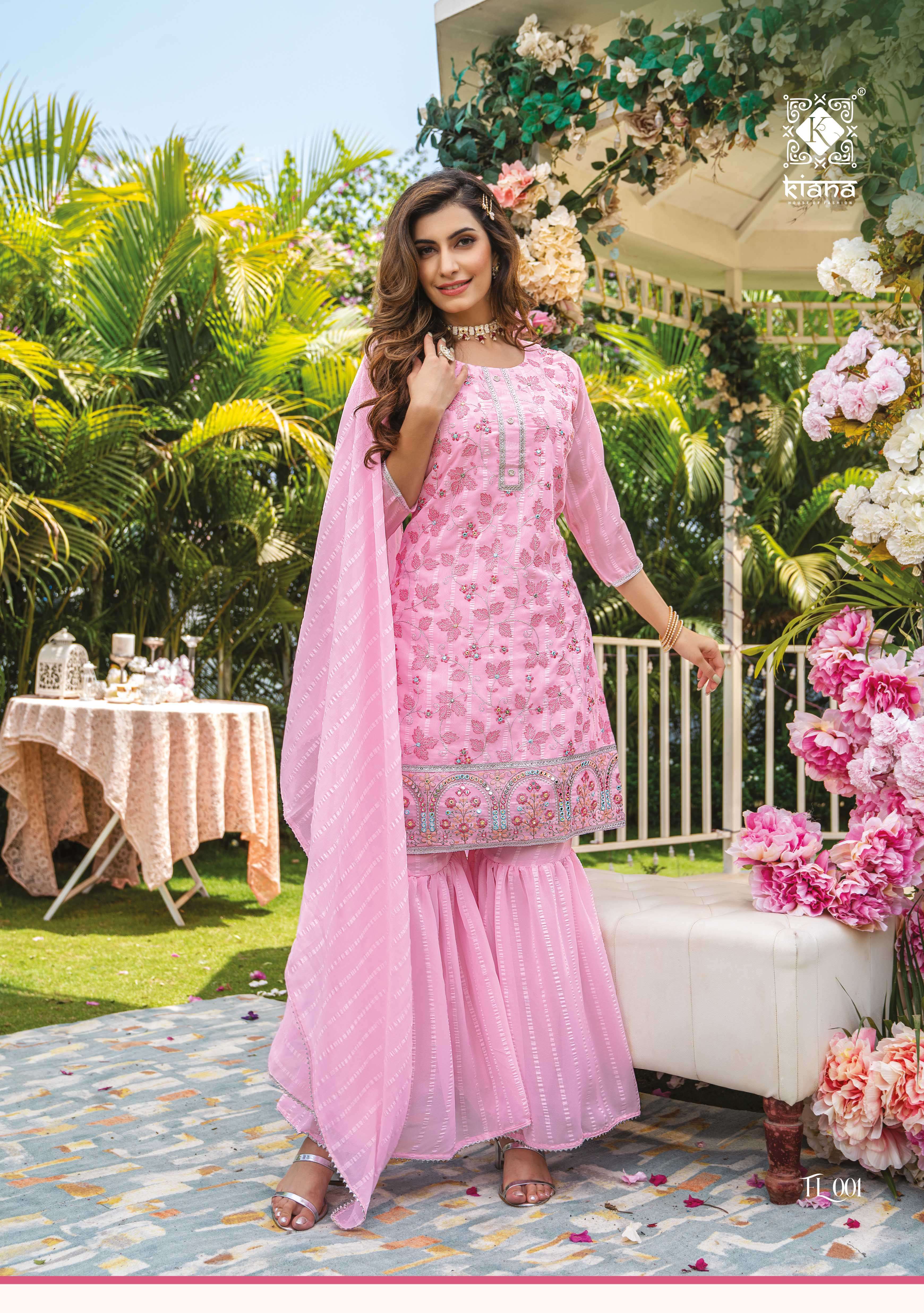 FASHION LUXURIOUS BY KIANA 001 TO 006 SERIES BEAUTIFUL SUITS COLORFUL STYLISH FANCY CASUAL WEAR & ETHNIC WEAR HEAVY GEORGETTE DRESSES AT WHOLESALE PRICE