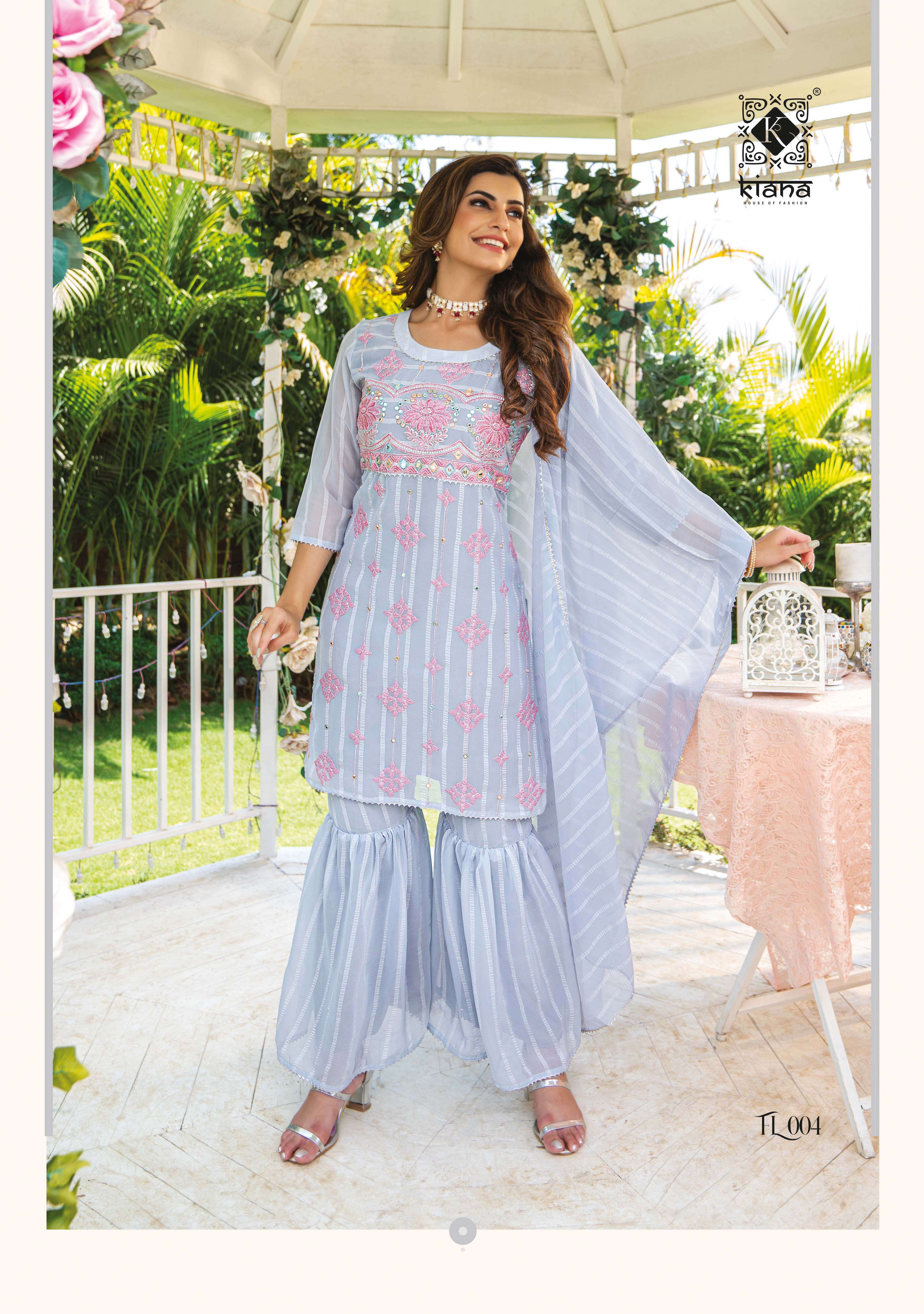 FASHION LUXURIOUS BY KIANA 001 TO 006 SERIES BEAUTIFUL SUITS COLORFUL STYLISH FANCY CASUAL WEAR & ETHNIC WEAR HEAVY GEORGETTE DRESSES AT WHOLESALE PRICE