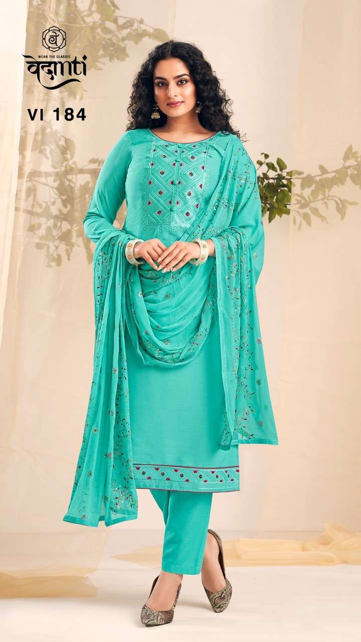 TANUJA VOL-2 BY VEDANTI 181 TO 184 SERIES BEAUTIFUL SUITS COLORFUL STYLISH FANCY CASUAL WEAR & ETHNIC WEAR HEAVY PARAMPARA SILK DRESSES AT WHOLESALE PRICE