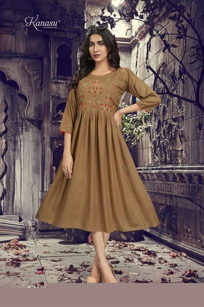 GRISHMA BY KANASU 1001 TO 1008 SERIES DESIGNER STYLISH FANCY COLORFUL BEAUTIFUL PARTY WEAR & ETHNIC WEAR COLLECTION RAYON SLUB KURTIS AT WHOLESALE PRICE