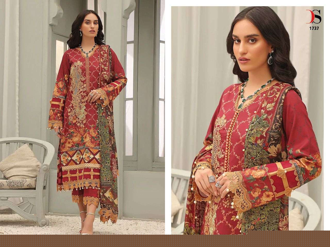 FIRDOUS QUEENS COURT BY DEEPSY SUITS 1731 TO 1738 SERIES BEAUTIFUL PAKISTANI SUITS COLORFUL STYLISH FANCY CASUAL WEAR & ETHNIC WEAR PURE COTTON DRESSES AT WHOLESALE PRICE