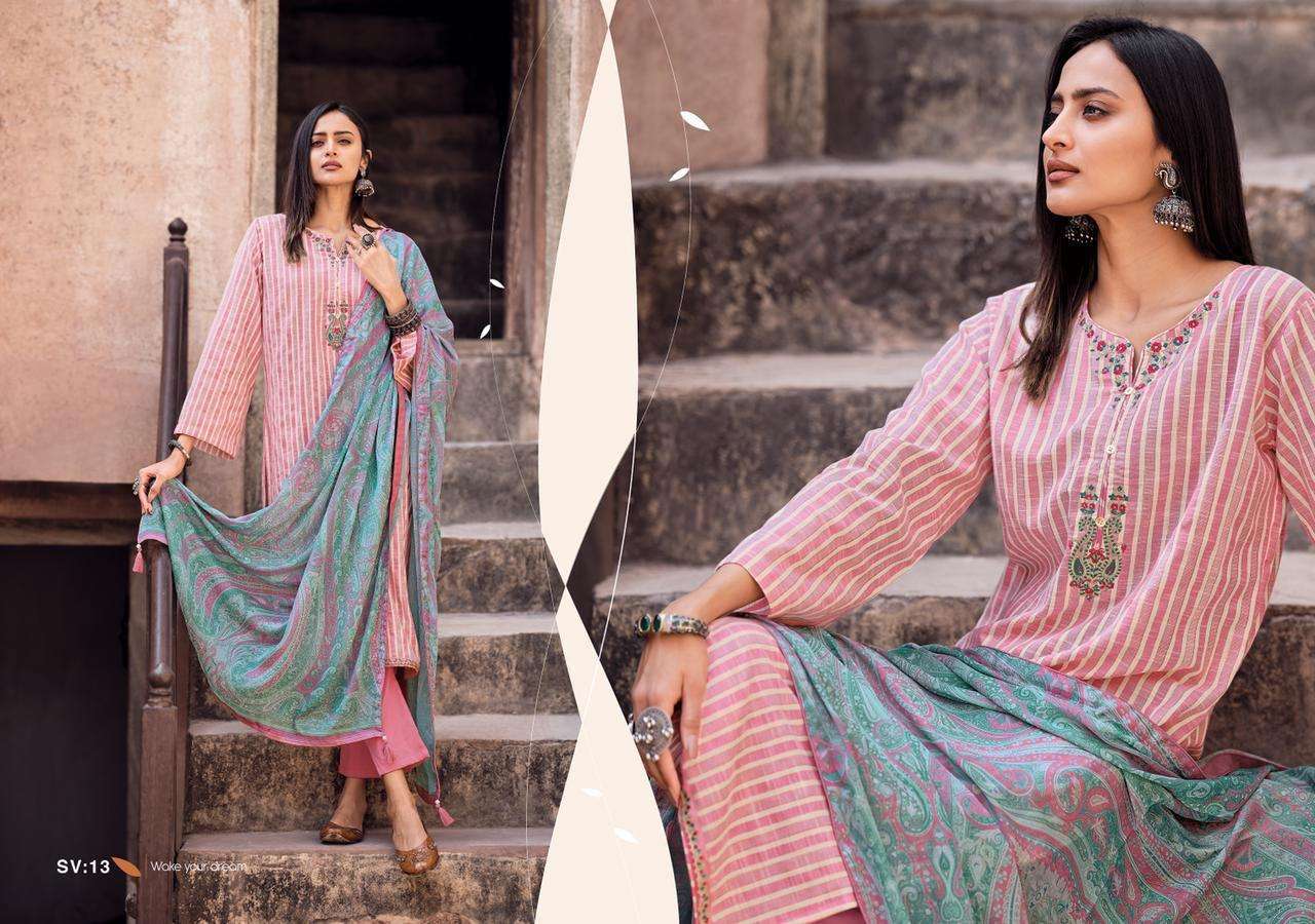 SVARA BY EHRUM 11 TO 14 SERIES BEAUTIFUL SUITS COLORFUL STYLISH FANCY CASUAL WEAR & ETHNIC WEAR HANDLOOM COTTON EMBROIDERED DRESSES AT WHOLESALE PRICE