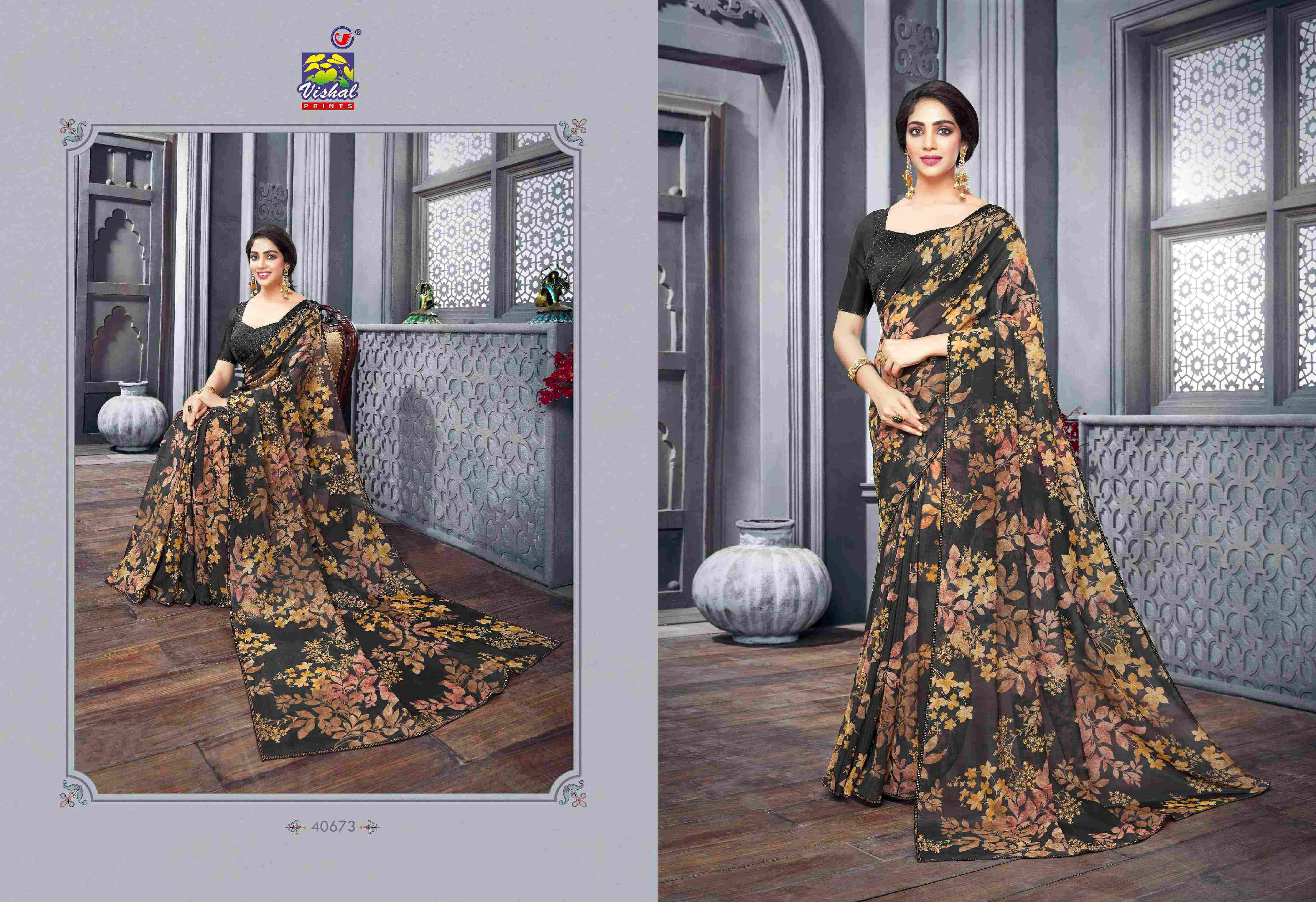 SWETA BY VISHAL PRINTS 40671 TO 40676 SERIES INDIAN TRADITIONAL WEAR COLLECTION BEAUTIFUL STYLISH FANCY COLORFUL PARTY WEAR & OCCASIONAL WEAR FANCY SAREES AT WHOLESALE PRICE