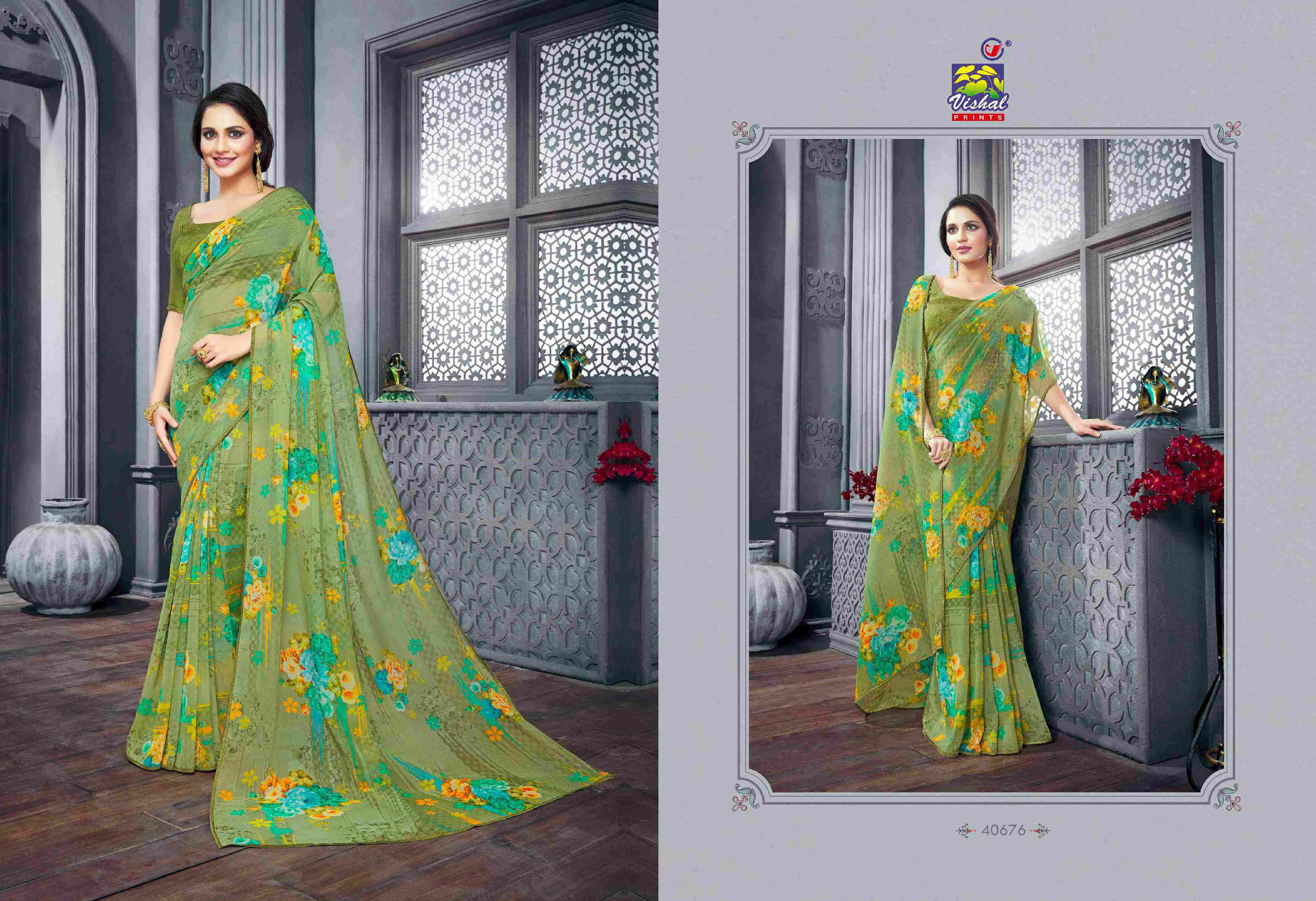 SWETA BY VISHAL PRINTS 40671 TO 40676 SERIES INDIAN TRADITIONAL WEAR COLLECTION BEAUTIFUL STYLISH FANCY COLORFUL PARTY WEAR & OCCASIONAL WEAR FANCY SAREES AT WHOLESALE PRICE