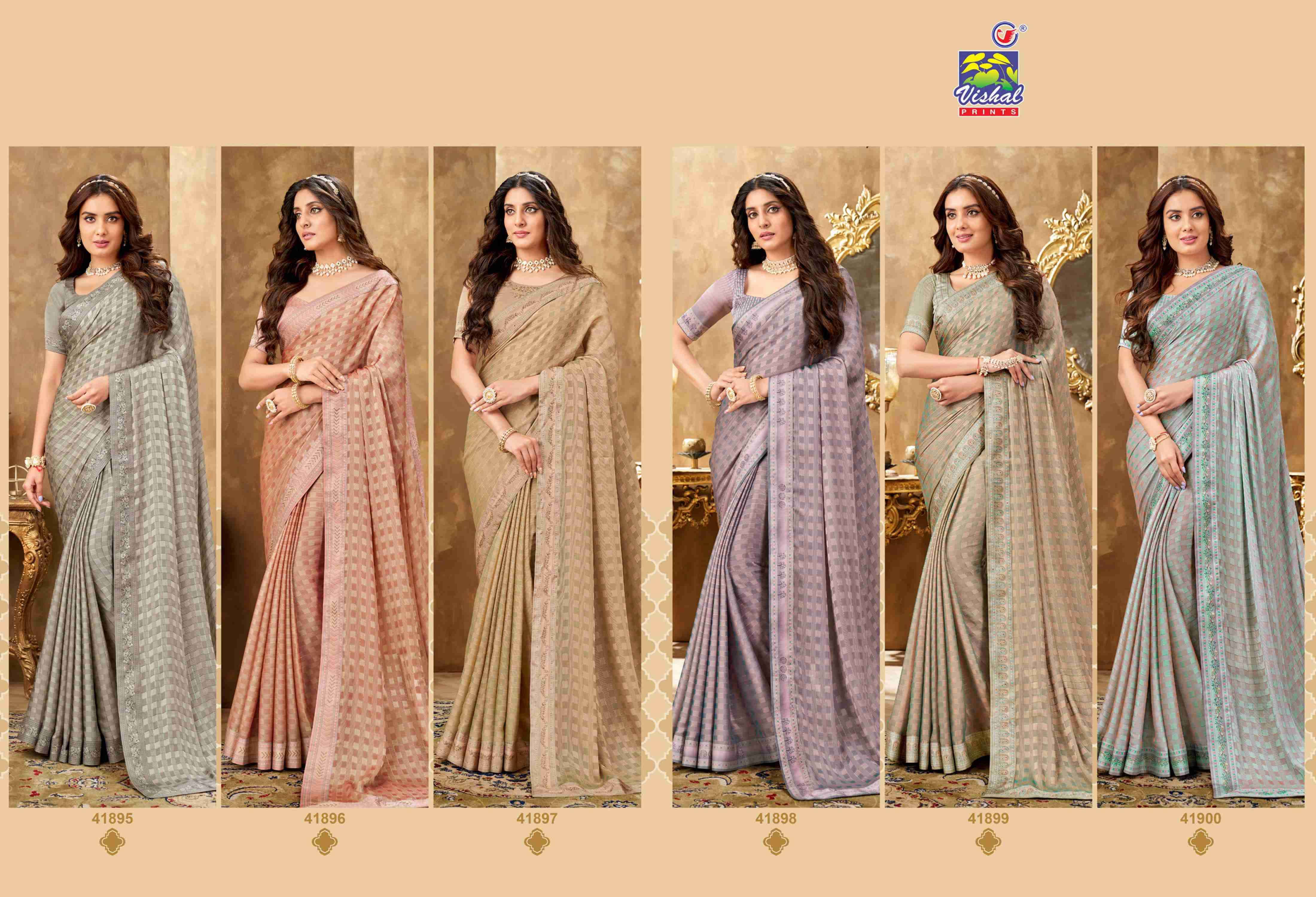 ADITI VOL-2 BY VISHAL PRINTS 41895 TO 41900 SERIES INDIAN TRADITIONAL WEAR COLLECTION BEAUTIFUL STYLISH FANCY COLORFUL PARTY WEAR & OCCASIONAL WEAR FANCY SAREES AT WHOLESALE PRICE