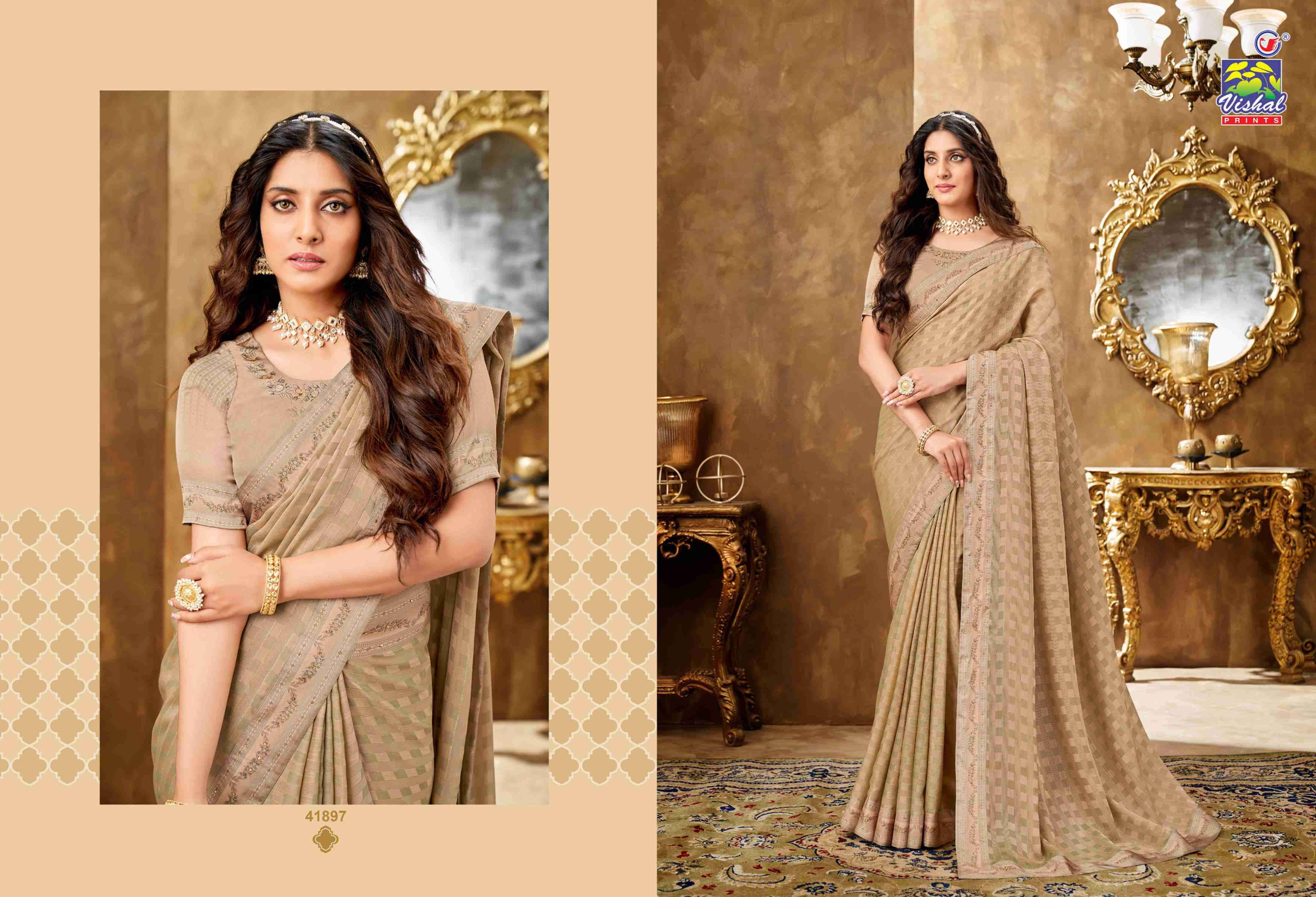 ADITI VOL-2 BY VISHAL PRINTS 41895 TO 41900 SERIES INDIAN TRADITIONAL WEAR COLLECTION BEAUTIFUL STYLISH FANCY COLORFUL PARTY WEAR & OCCASIONAL WEAR FANCY SAREES AT WHOLESALE PRICE