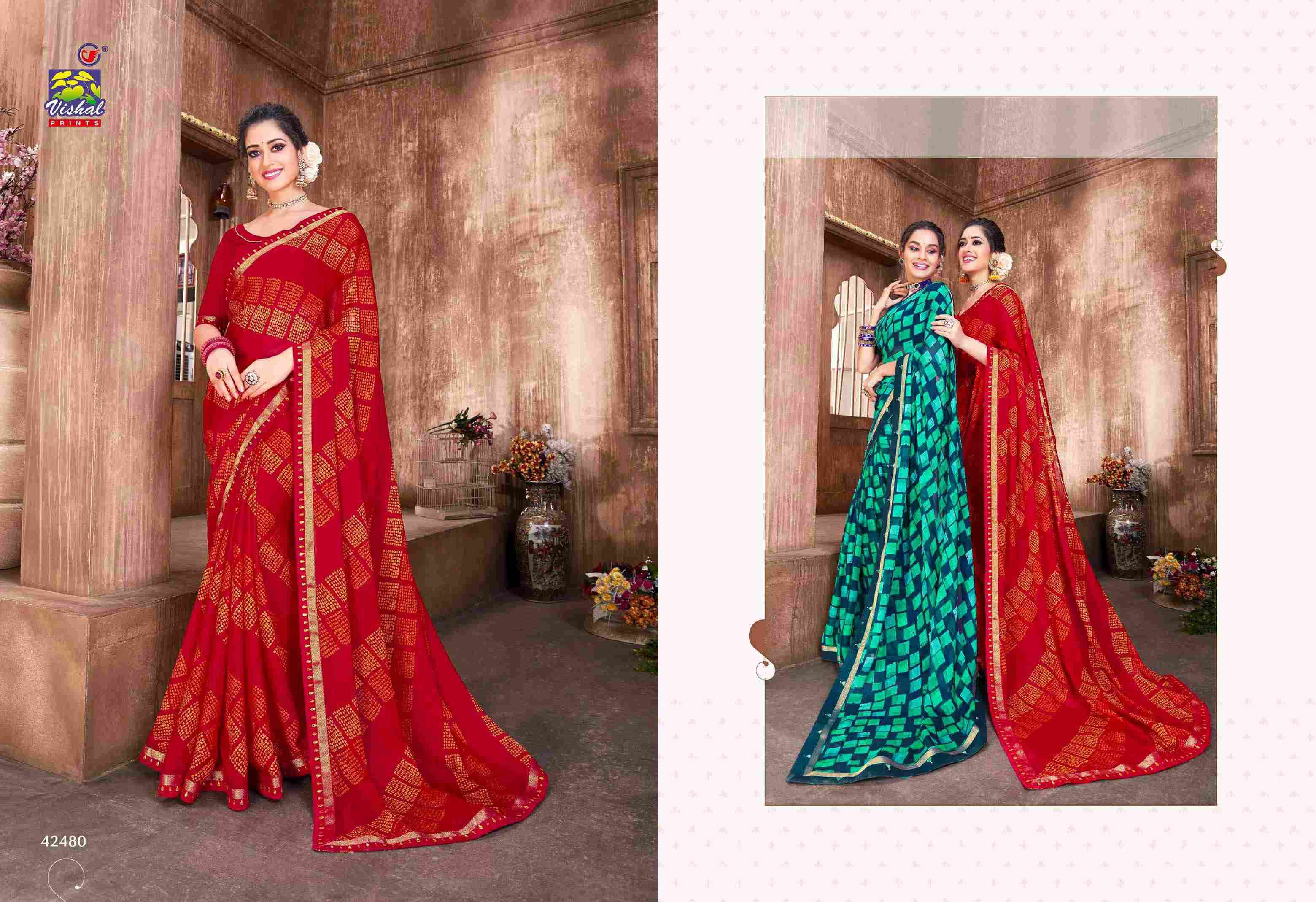 RANG BARSE VOL-2 BY VISHAL PRINTS 42480 TO 42497 SERIES INDIAN TRADITIONAL WEAR COLLECTION BEAUTIFUL STYLISH FANCY COLORFUL PARTY WEAR & OCCASIONAL WEAR FANCY SAREES AT WHOLESALE PRICE