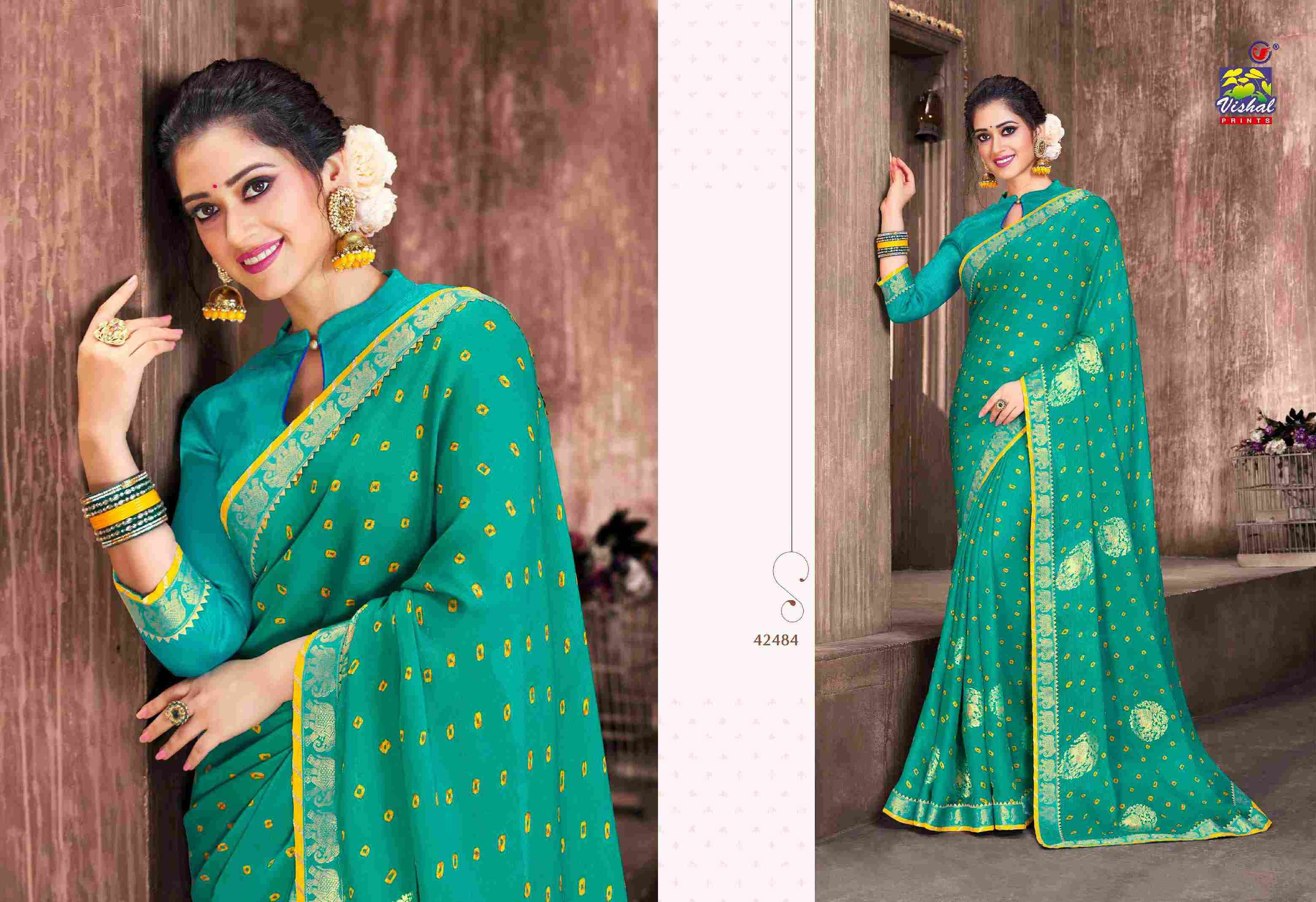RANG BARSE VOL-2 BY VISHAL PRINTS 42480 TO 42497 SERIES INDIAN TRADITIONAL WEAR COLLECTION BEAUTIFUL STYLISH FANCY COLORFUL PARTY WEAR & OCCASIONAL WEAR FANCY SAREES AT WHOLESALE PRICE