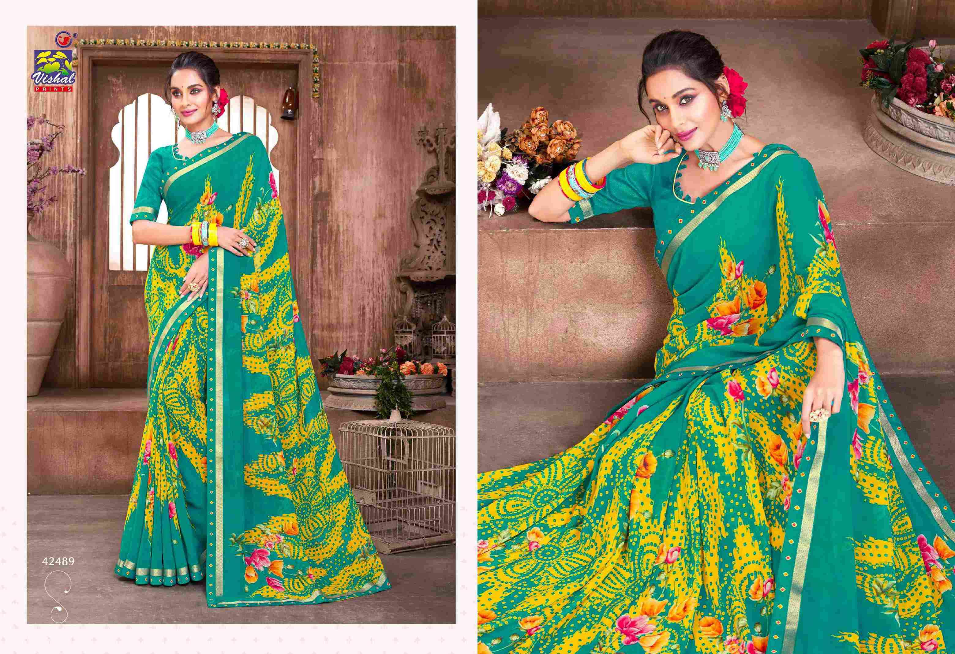RANG BARSE VOL-2 BY VISHAL PRINTS 42480 TO 42497 SERIES INDIAN TRADITIONAL WEAR COLLECTION BEAUTIFUL STYLISH FANCY COLORFUL PARTY WEAR & OCCASIONAL WEAR FANCY SAREES AT WHOLESALE PRICE