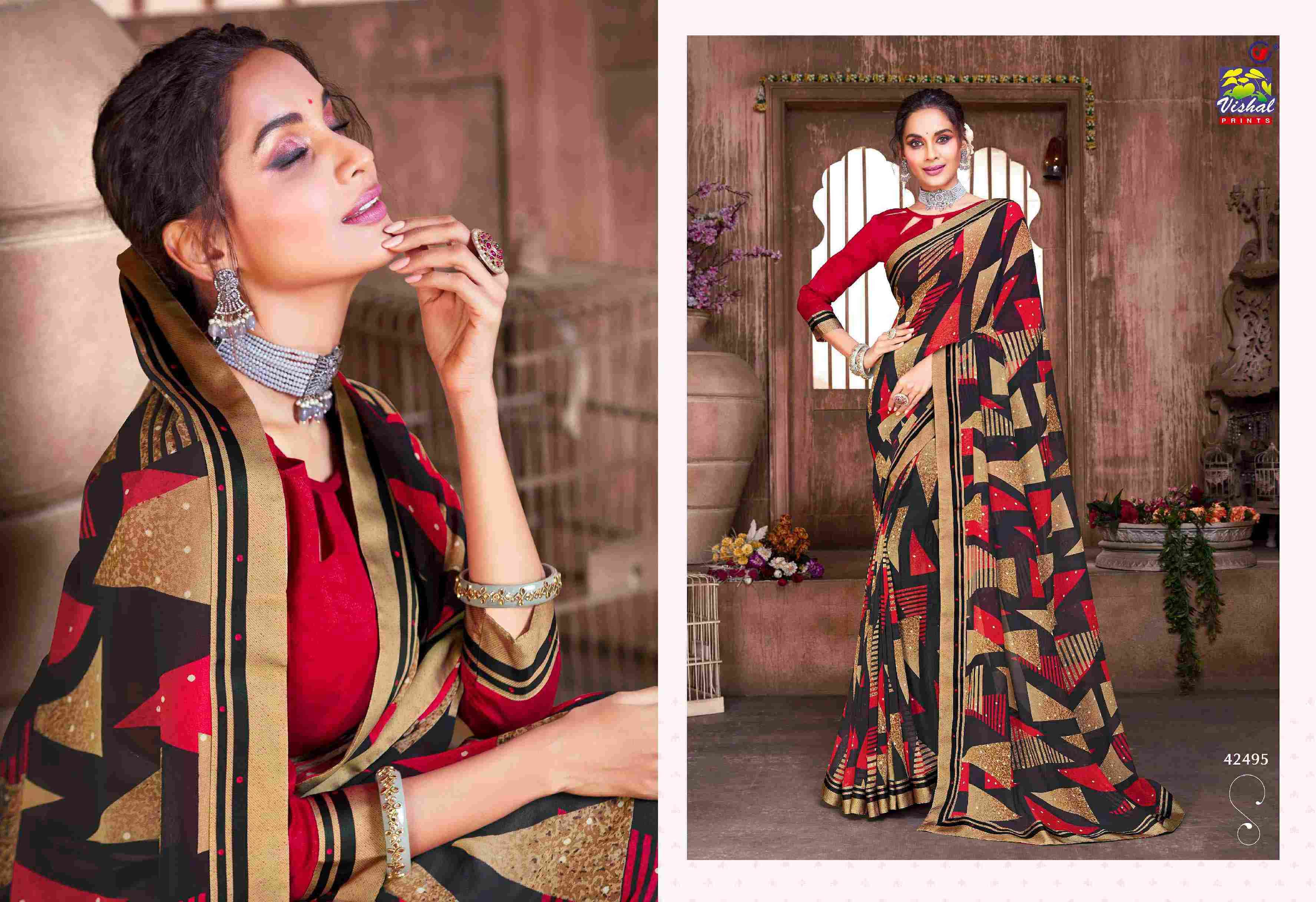 RANG BARSE VOL-2 BY VISHAL PRINTS 42480 TO 42497 SERIES INDIAN TRADITIONAL WEAR COLLECTION BEAUTIFUL STYLISH FANCY COLORFUL PARTY WEAR & OCCASIONAL WEAR FANCY SAREES AT WHOLESALE PRICE