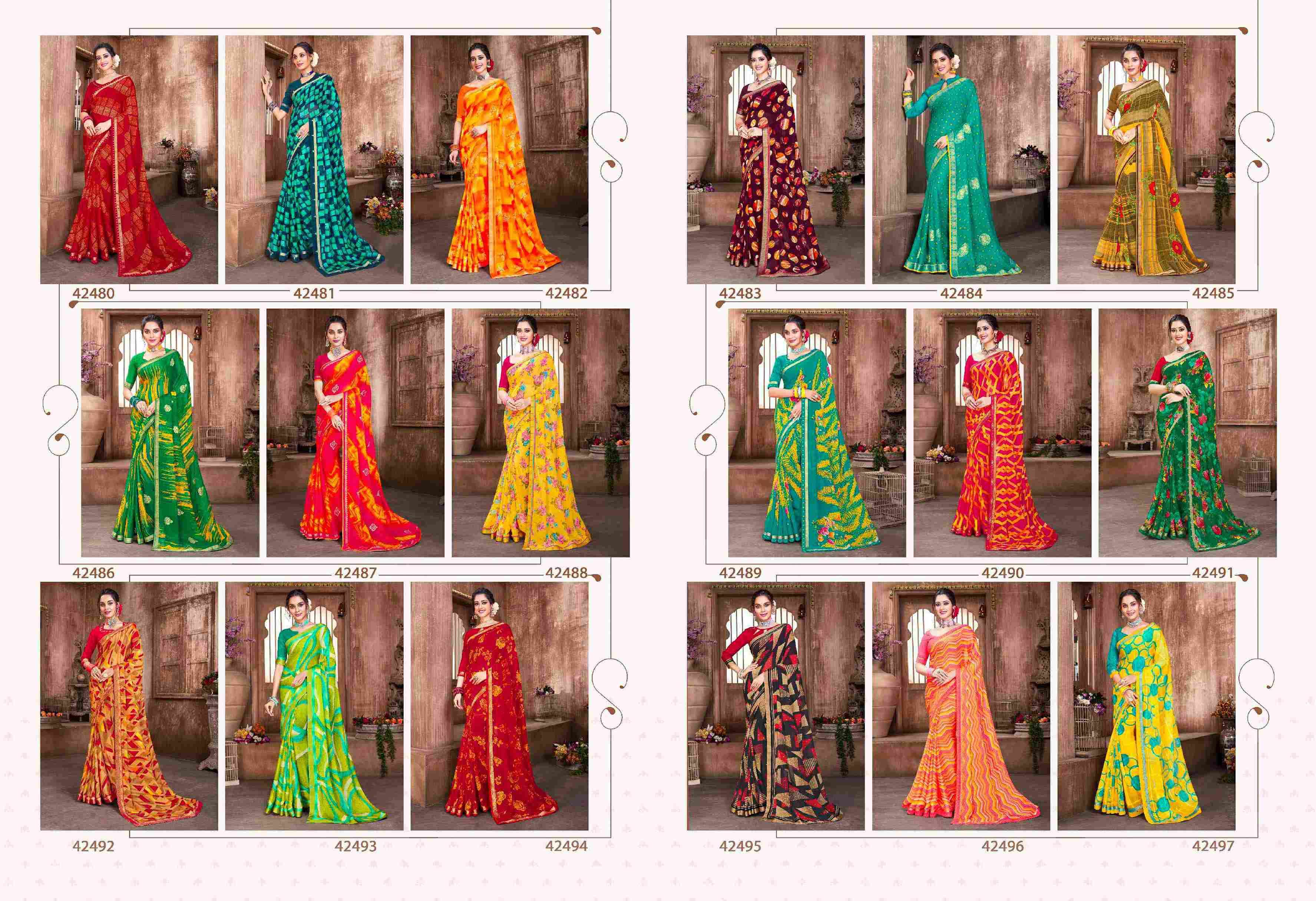 RANG BARSE VOL-2 BY VISHAL PRINTS 42480 TO 42497 SERIES INDIAN TRADITIONAL WEAR COLLECTION BEAUTIFUL STYLISH FANCY COLORFUL PARTY WEAR & OCCASIONAL WEAR FANCY SAREES AT WHOLESALE PRICE