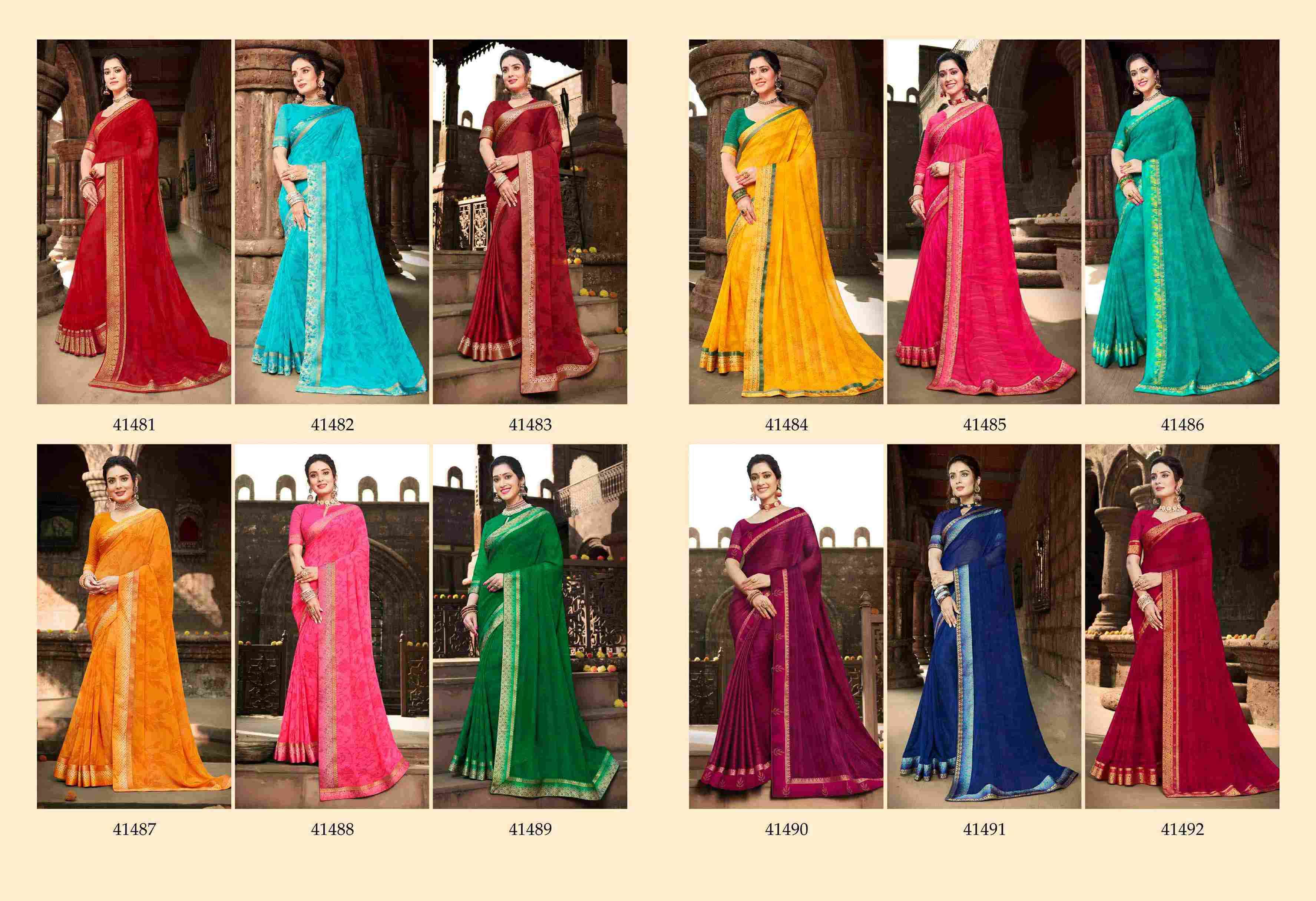 ASPIRE VOL-6 BY VISHAL PRINTS 41481 TO 41492 SERIES INDIAN TRADITIONAL WEAR COLLECTION BEAUTIFUL STYLISH FANCY COLORFUL PARTY WEAR & OCCASIONAL WEAR FANCY SAREES AT WHOLESALE PRICE