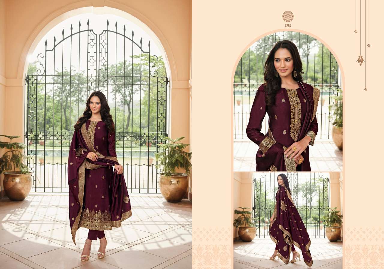 SILKY VOL-2 BY CHARMY 4251 TO 4256 SERIES BEAUTIFUL SUITS COLORFUL STYLISH FANCY CASUAL WEAR & ETHNIC WEAR BEMBERG SILK DRESSES AT WHOLESALE PRICE