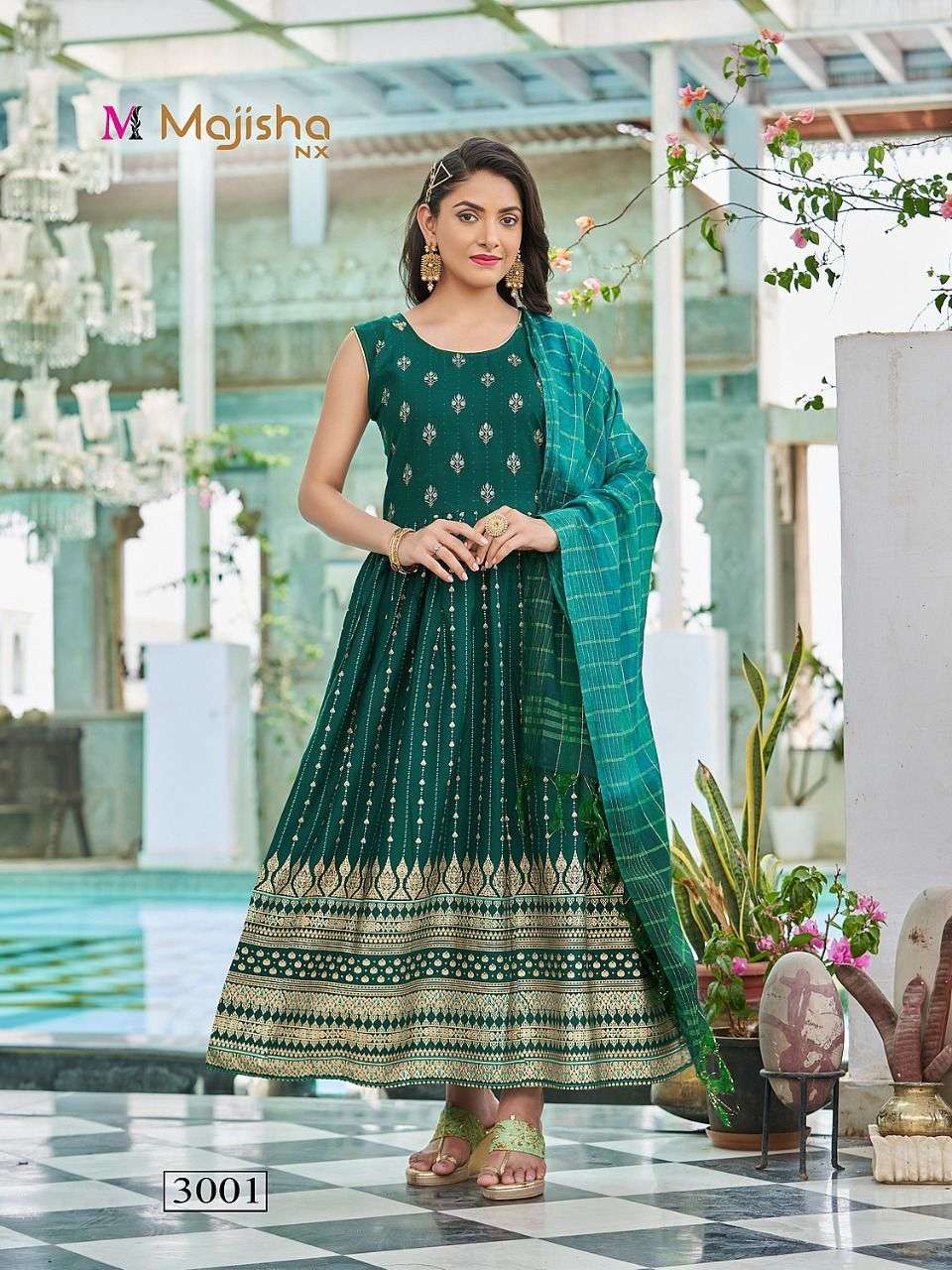 PANKH VOL-3 BY MAJISHA NX 3001 TO 3010 SERIES BEAUTIFUL STYLISH FANCY COLORFUL CASUAL WEAR & ETHNIC WEAR RAYON FOIL GOWNS WITH DUPATTA AT WHOLESALE PRICE