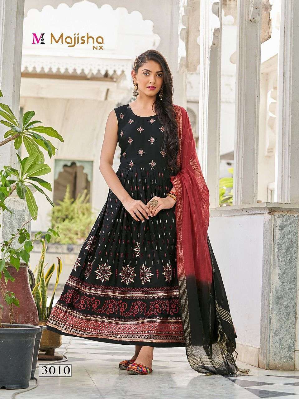 PANKH VOL-3 BY MAJISHA NX 3001 TO 3010 SERIES BEAUTIFUL STYLISH FANCY COLORFUL CASUAL WEAR & ETHNIC WEAR RAYON FOIL GOWNS WITH DUPATTA AT WHOLESALE PRICE