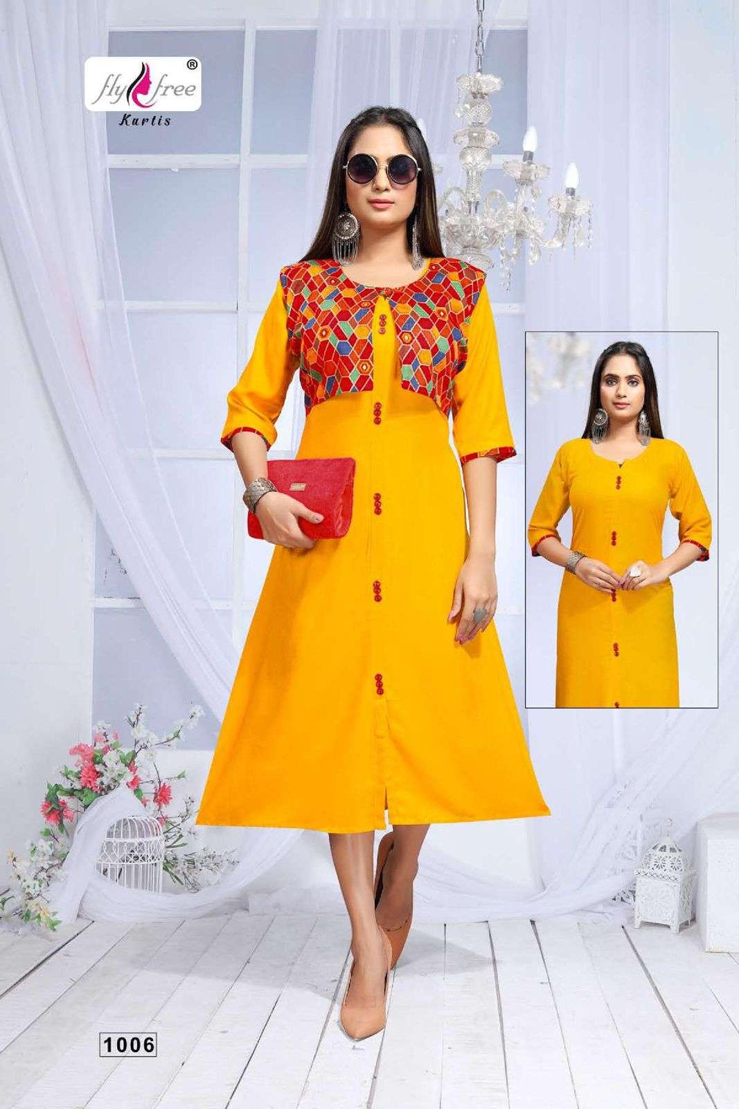 KITTY PARTY VOL-2 BY FLY FREE 1001 TO 1008 SERIES DESIGNER STYLISH FANCY COLORFUL BEAUTIFUL PARTY WEAR & ETHNIC WEAR COLLECTION HEAVY RAYON KURTIS AT WHOLESALE PRICE